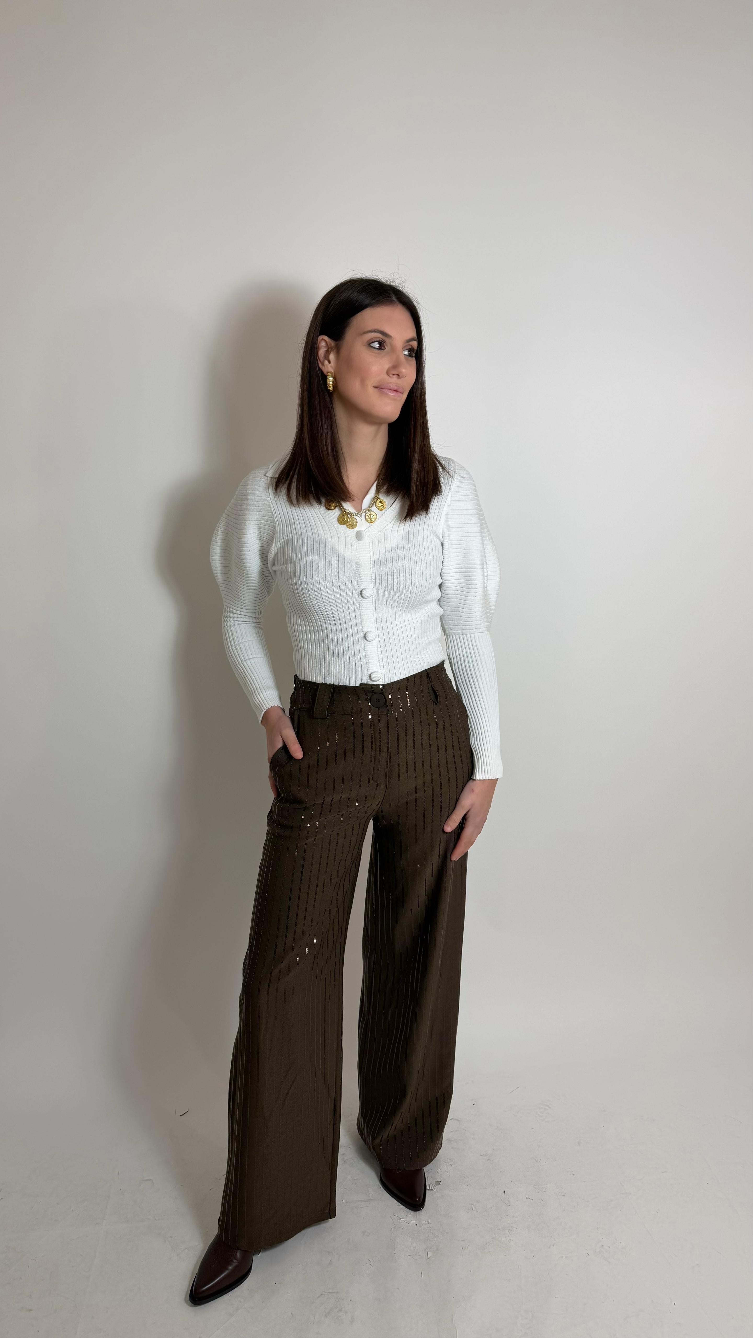 Pantalone Shine Tessuto Classico Choco