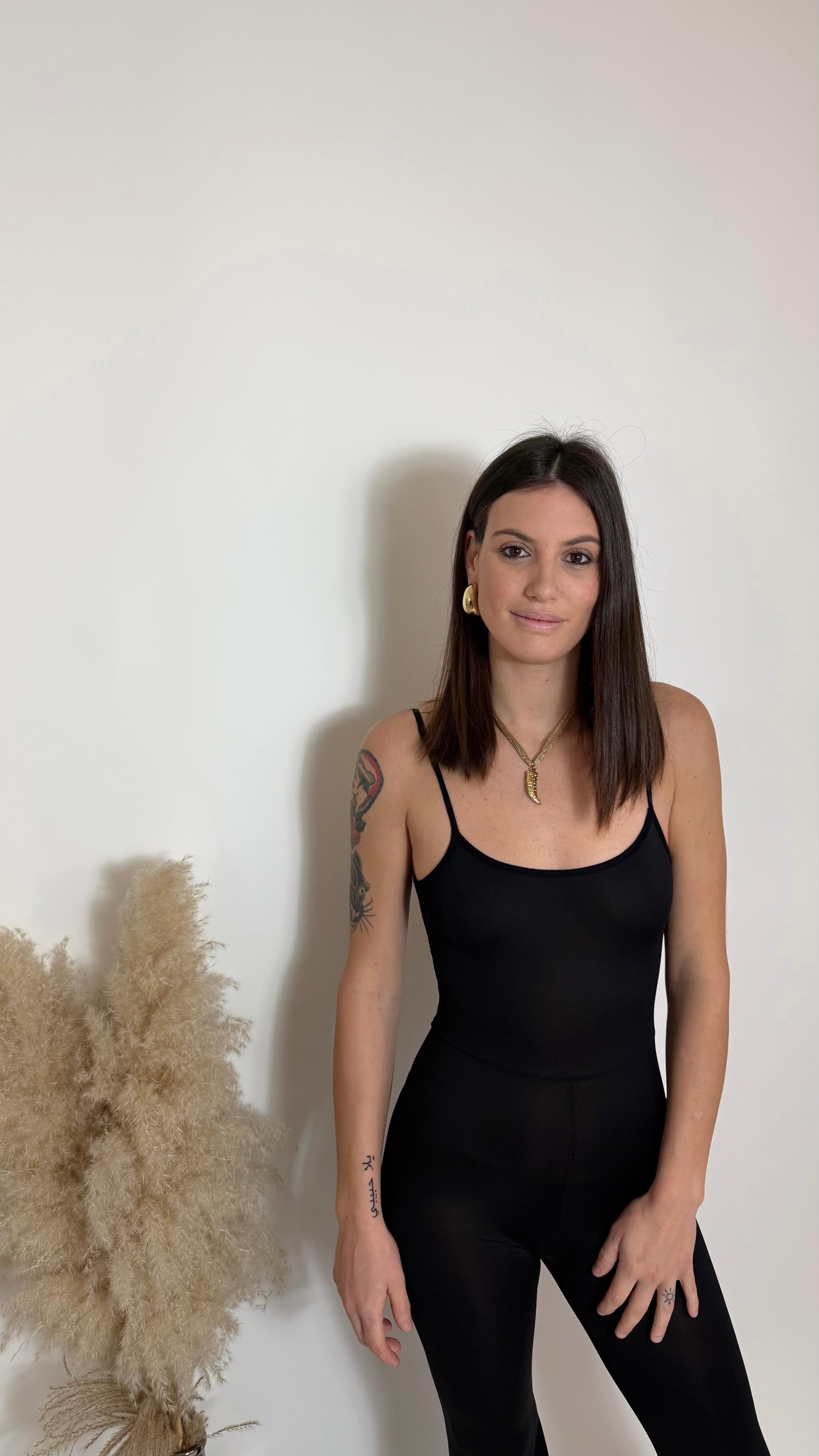 Jumpsuit Second Skin - Bretella Sottile - Flare / Nera