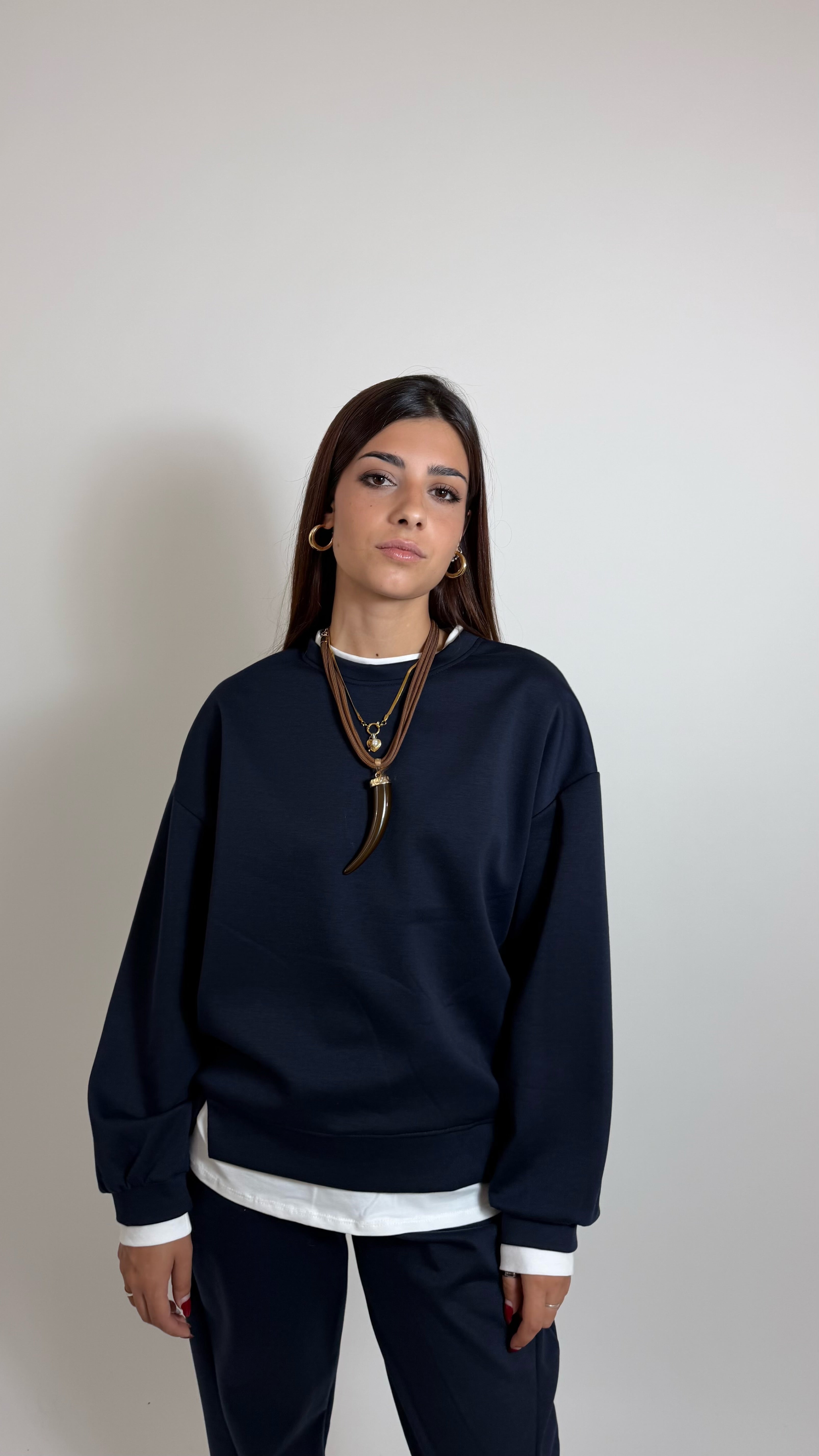 Felpa Con Maglia Over Blu