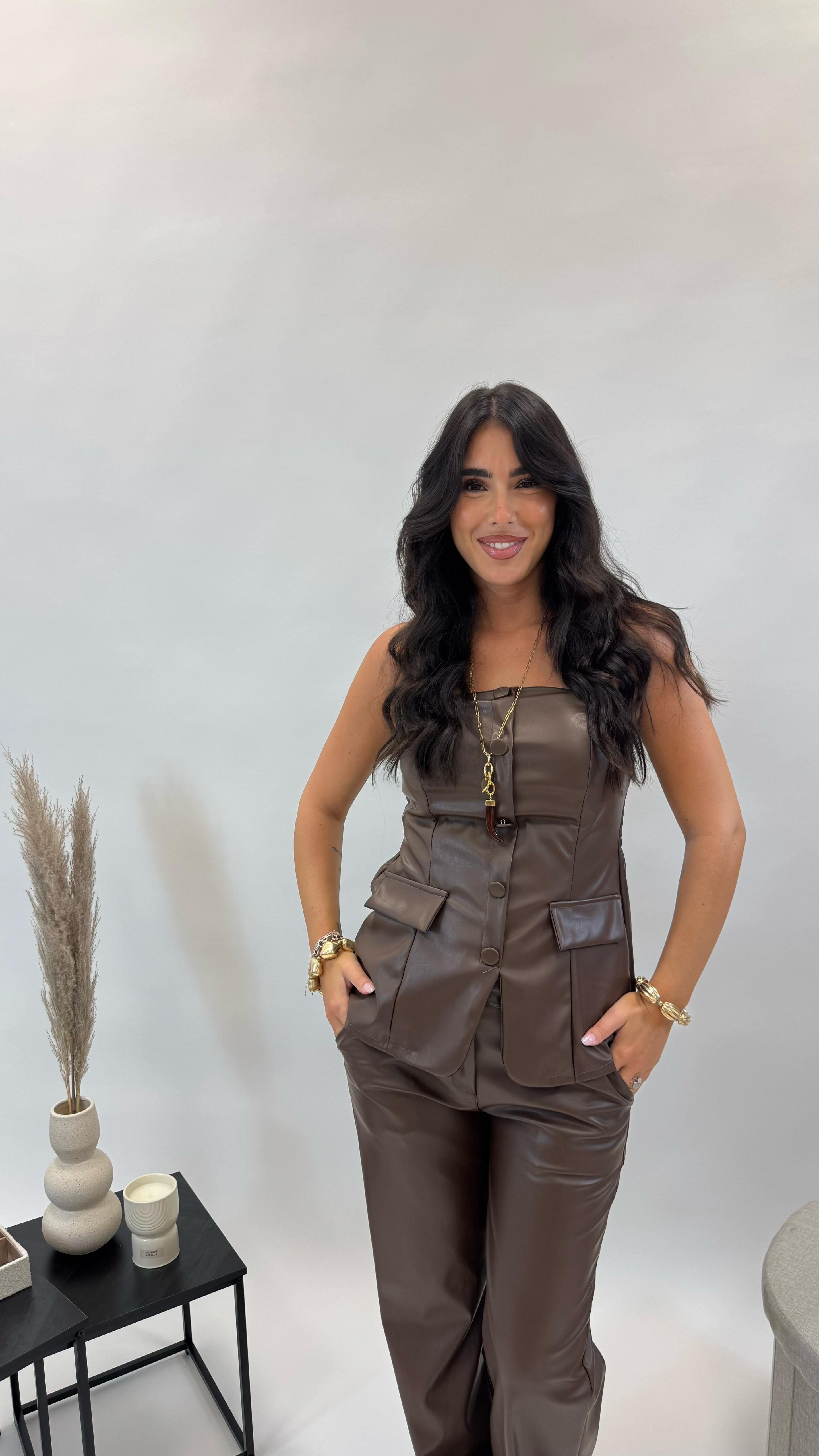 Pantalone ecopelle Choco