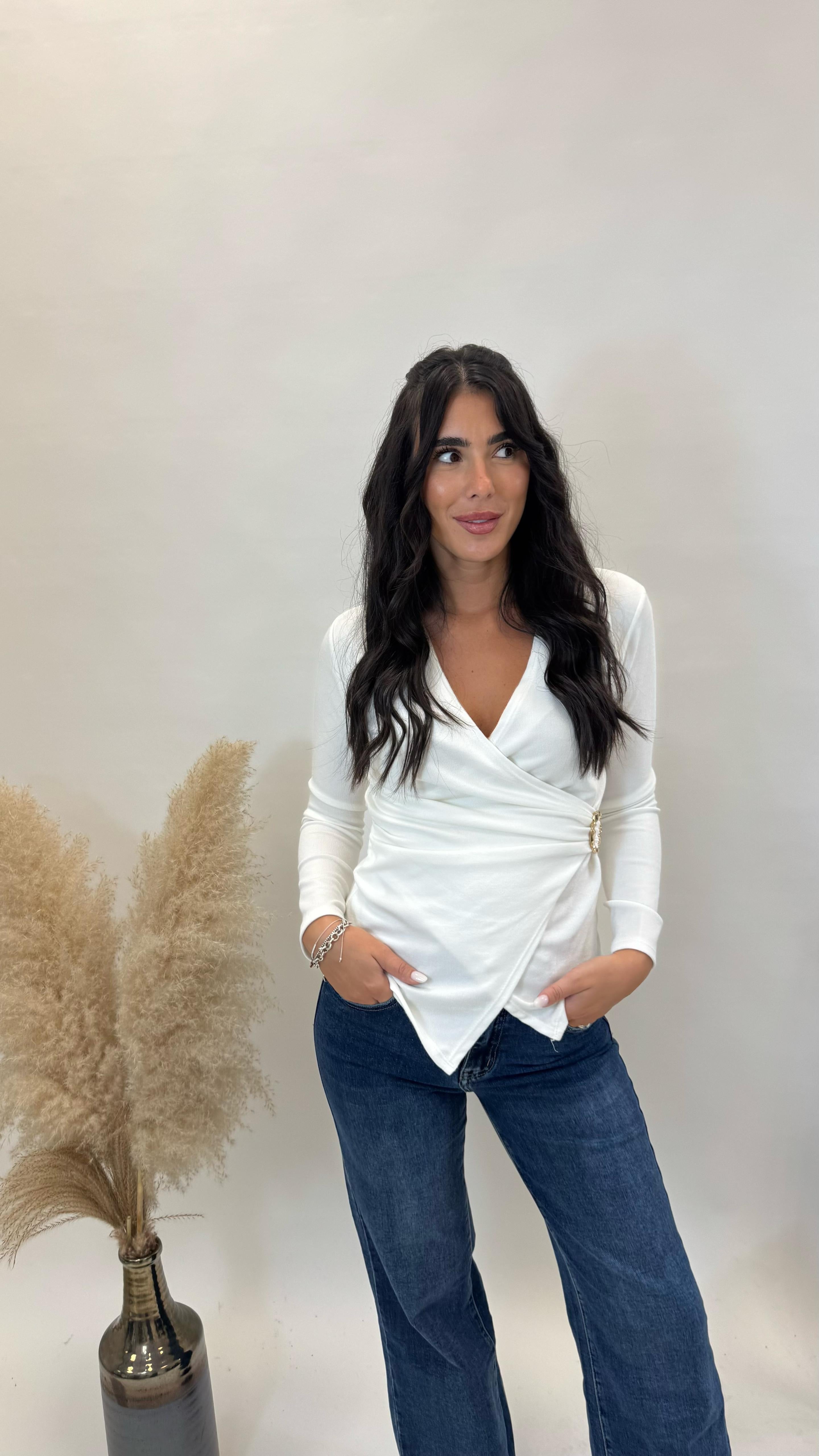 Maglia Incrociata Gioiello Bianca