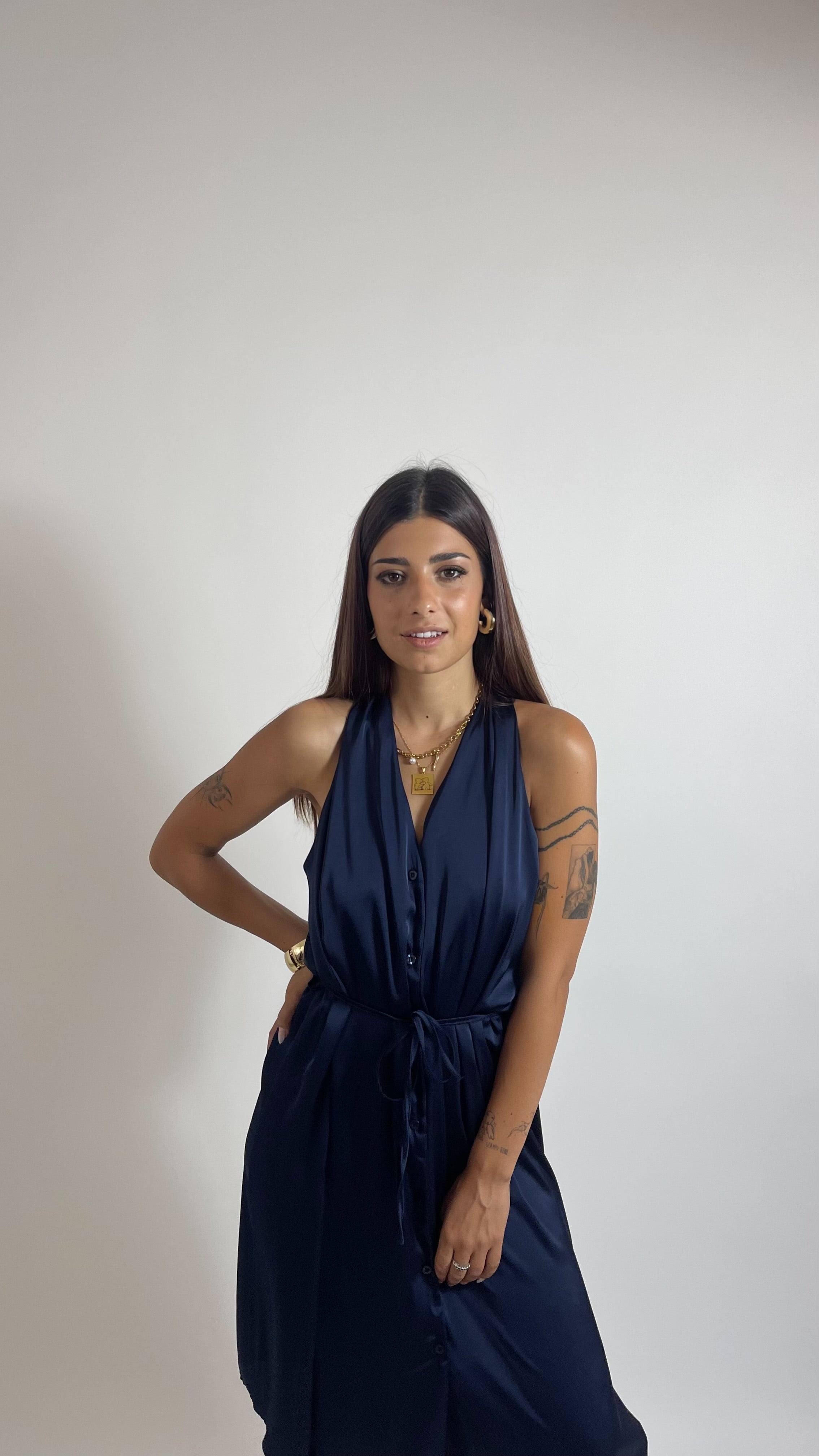 Abito Satin Flow Blu