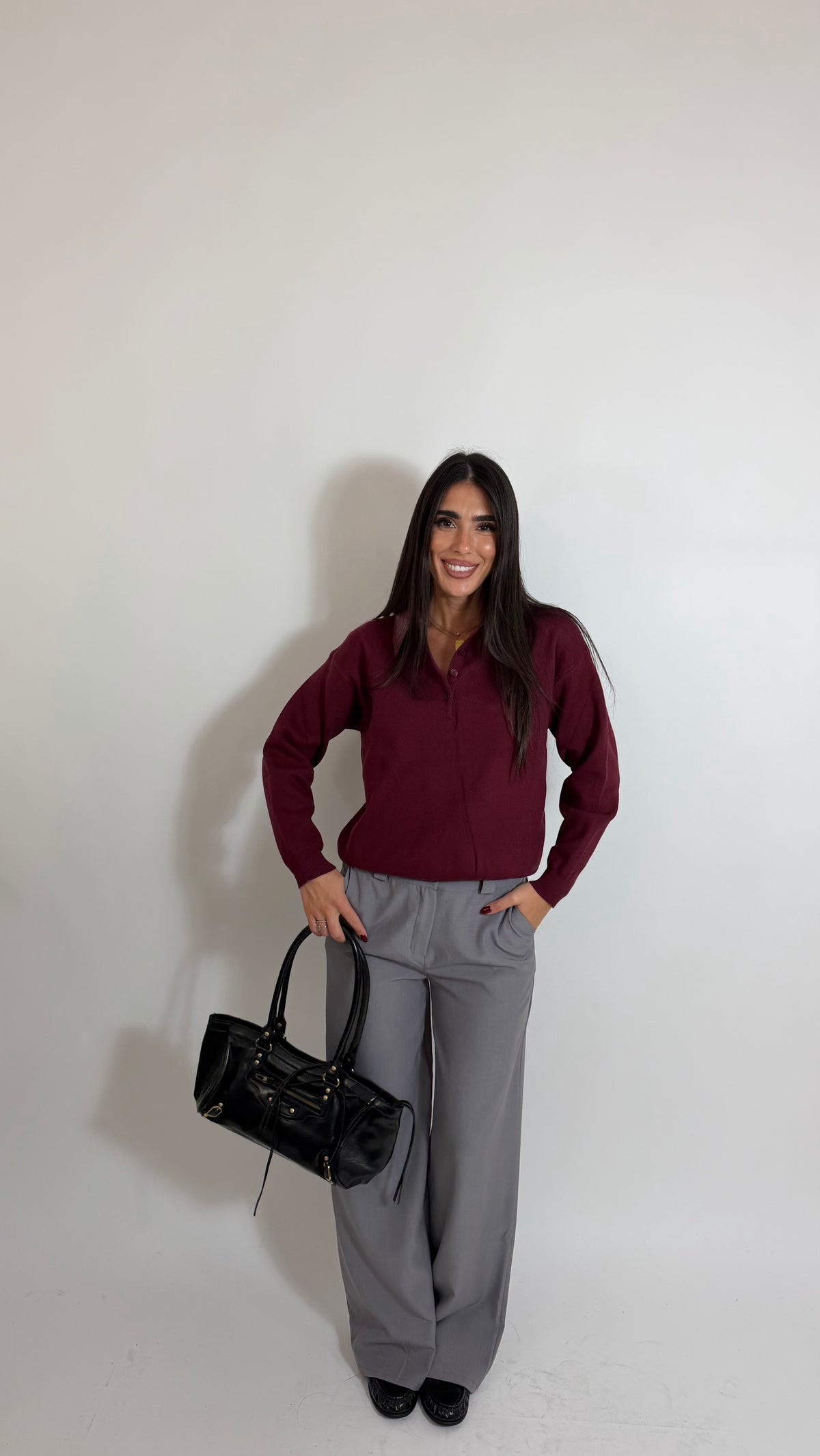Pantalone Tailored Wide Leg Grigio