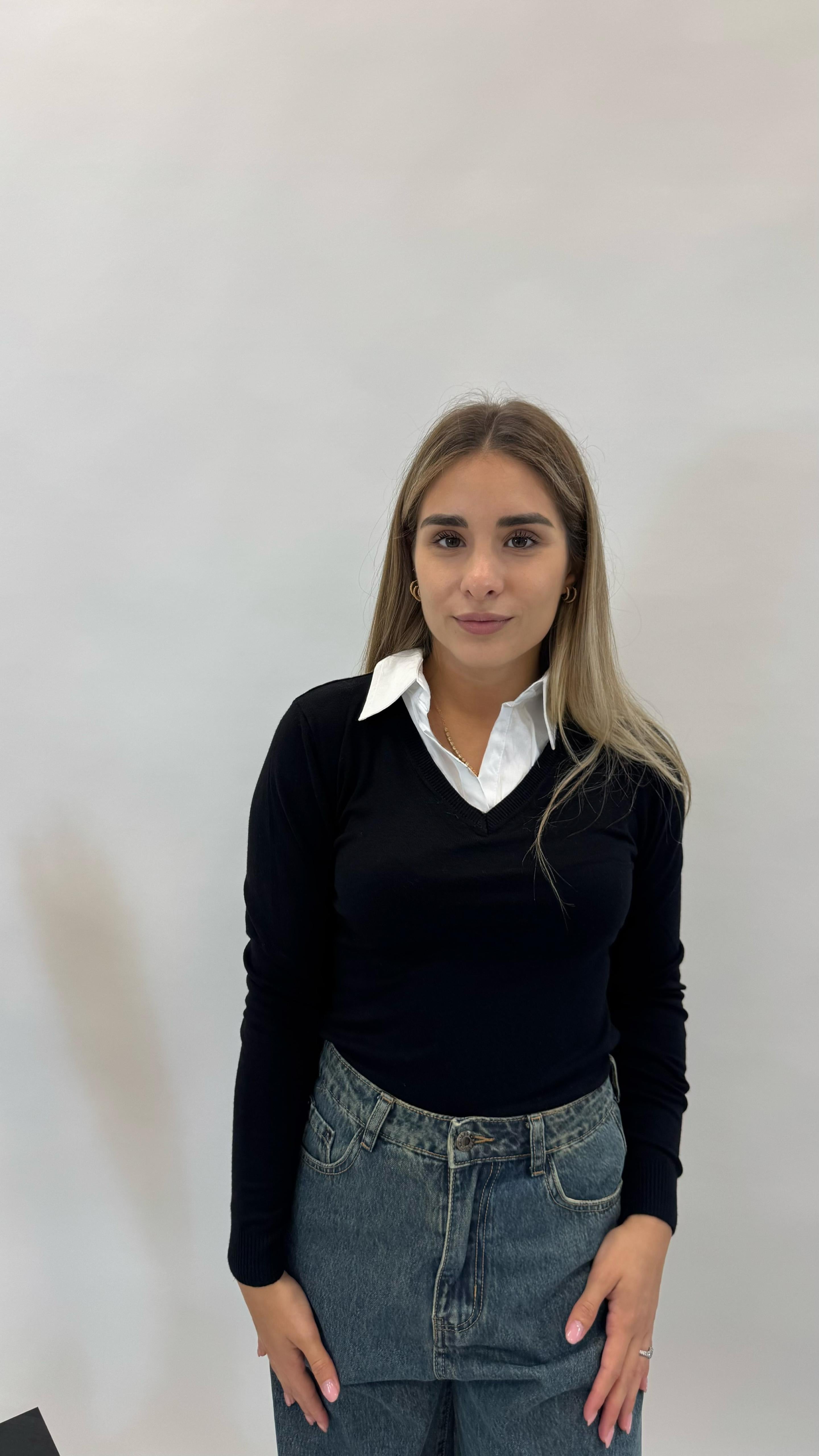 Pull Camicia Cucita Nero