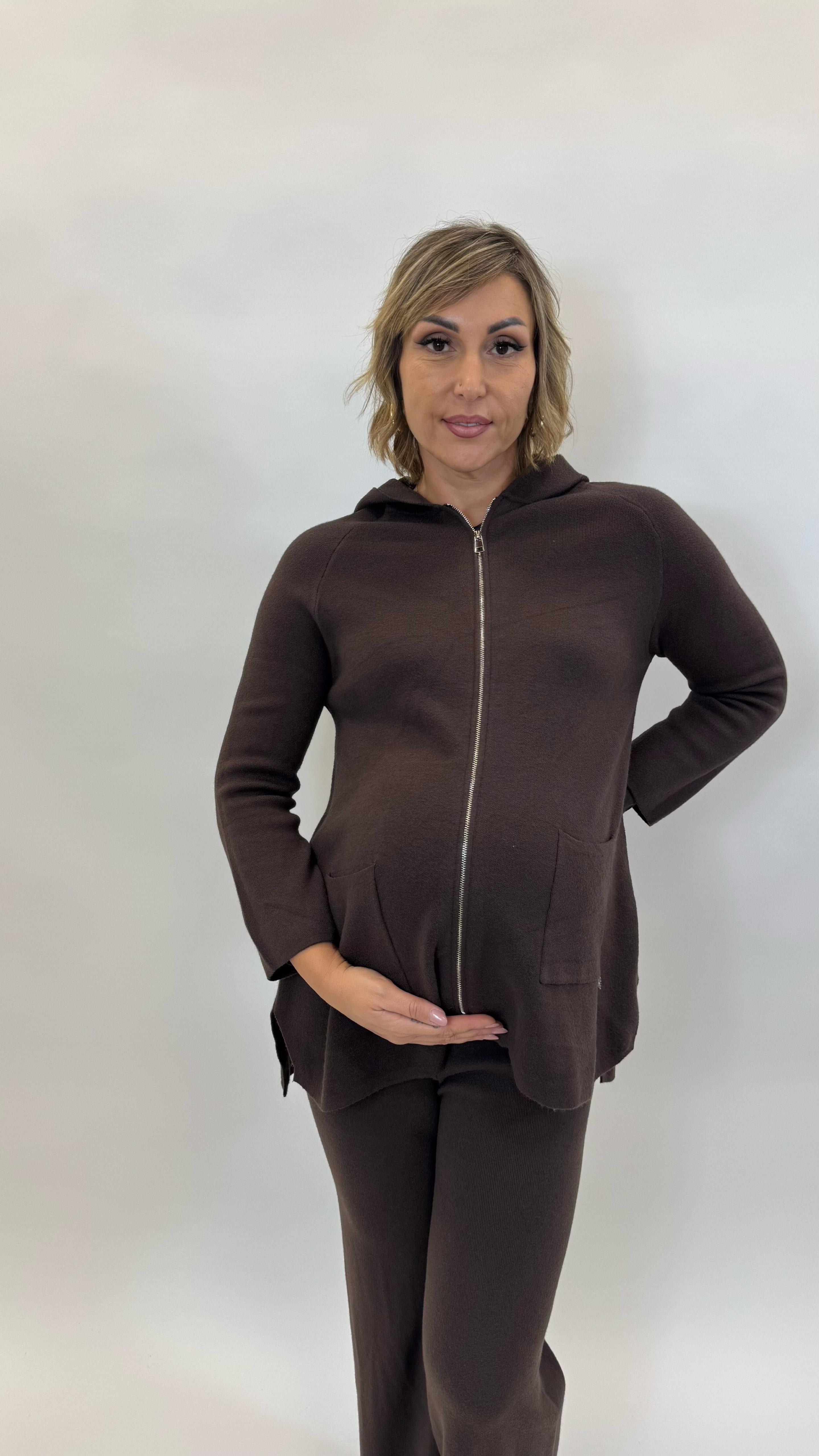 Maxi Pull con Zip Choco