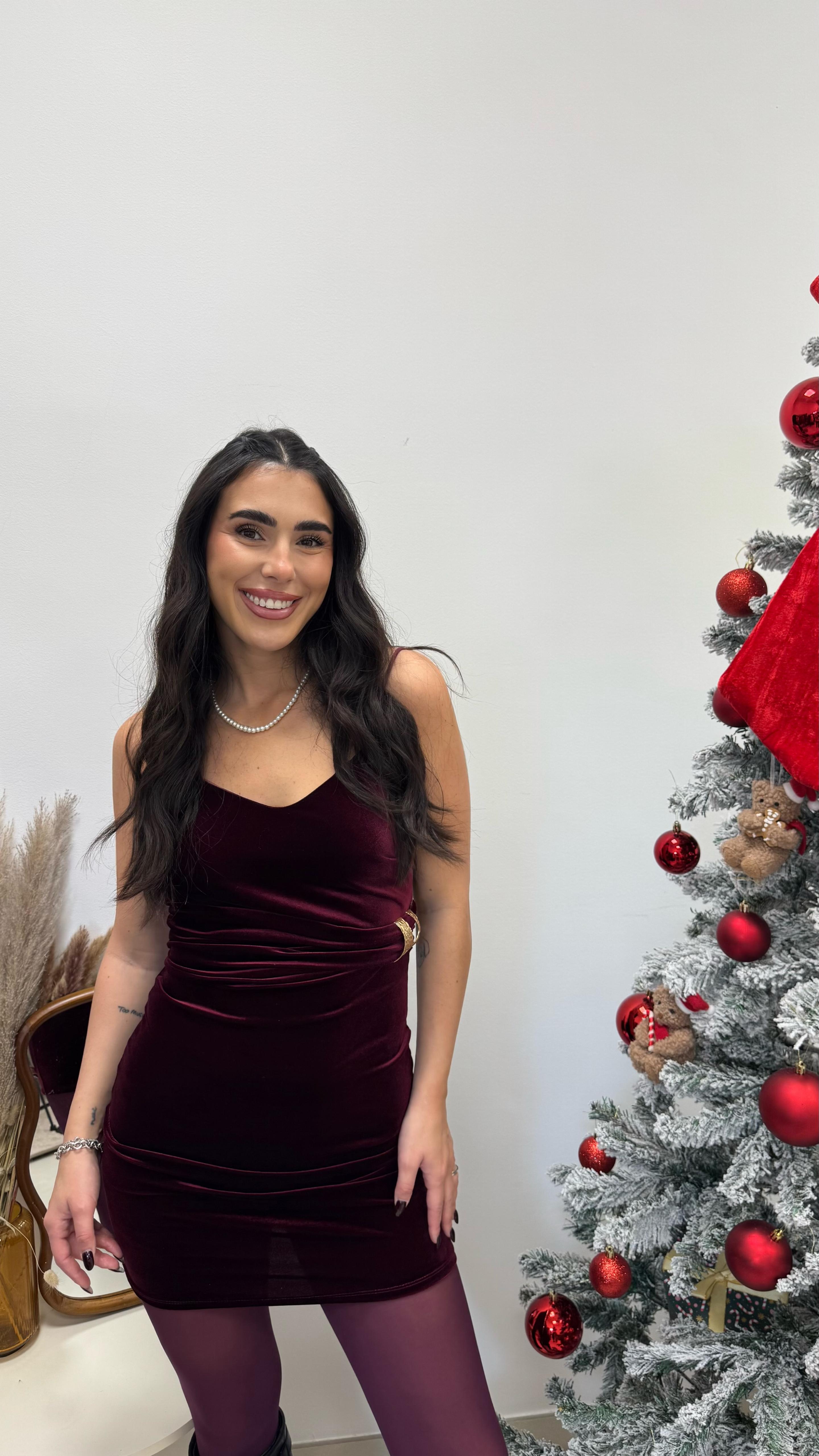 🥂Minidress Velvet Inserto Gold