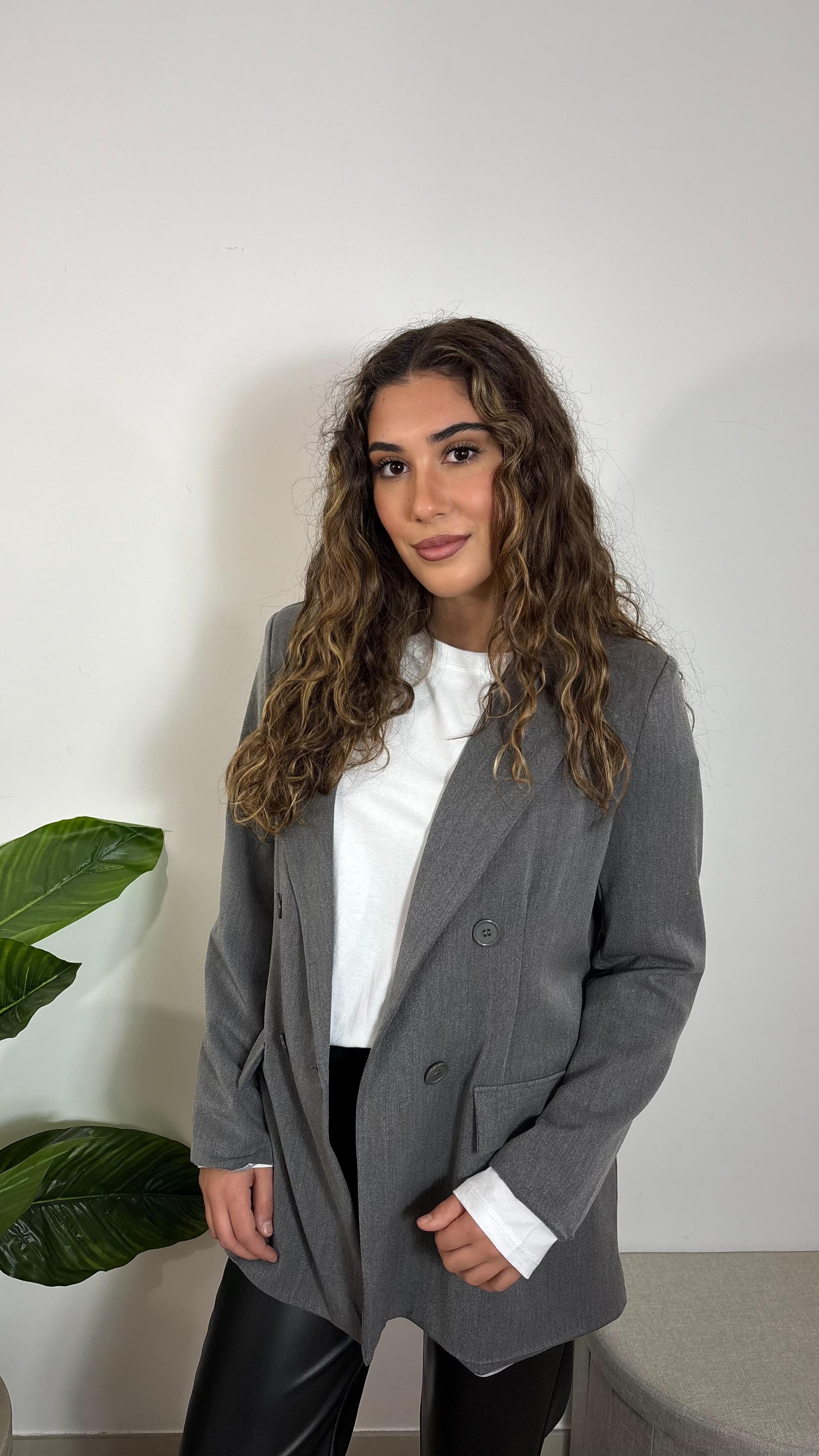 Giacca Doppiopetto Grigio Perla