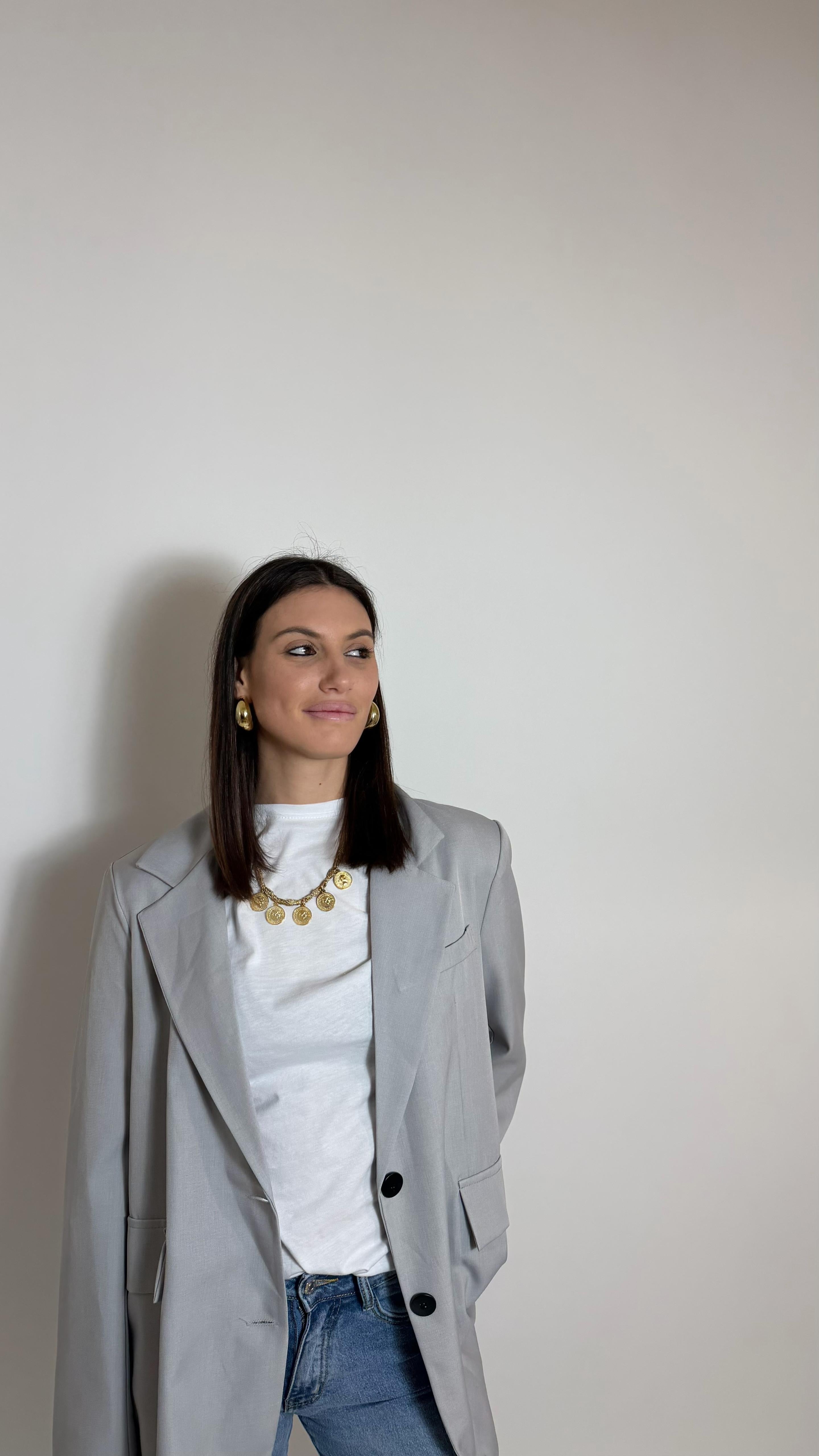 Giacca Oversize Grigio Perla