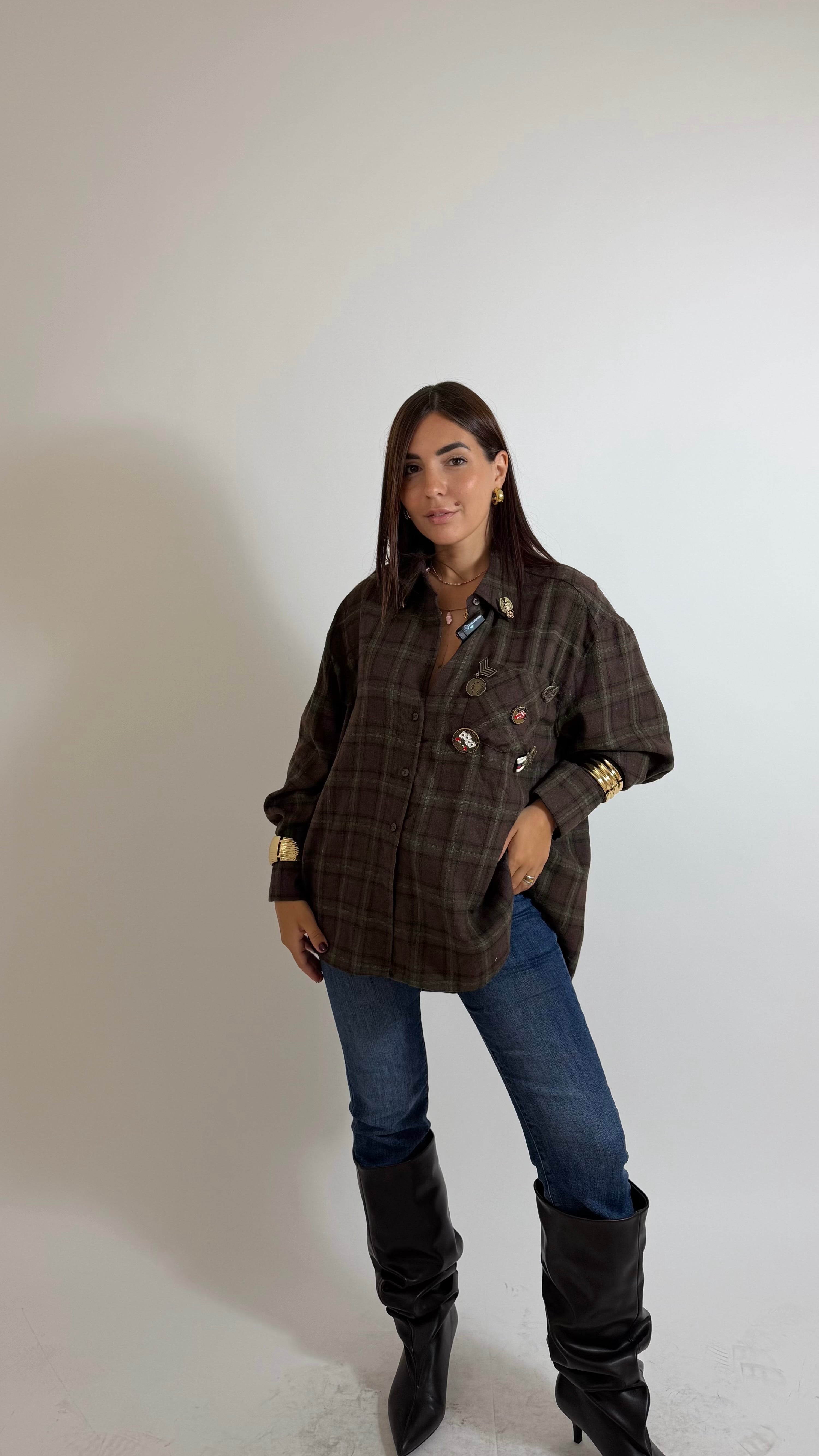 Camicia Check Charm Choco/Verde