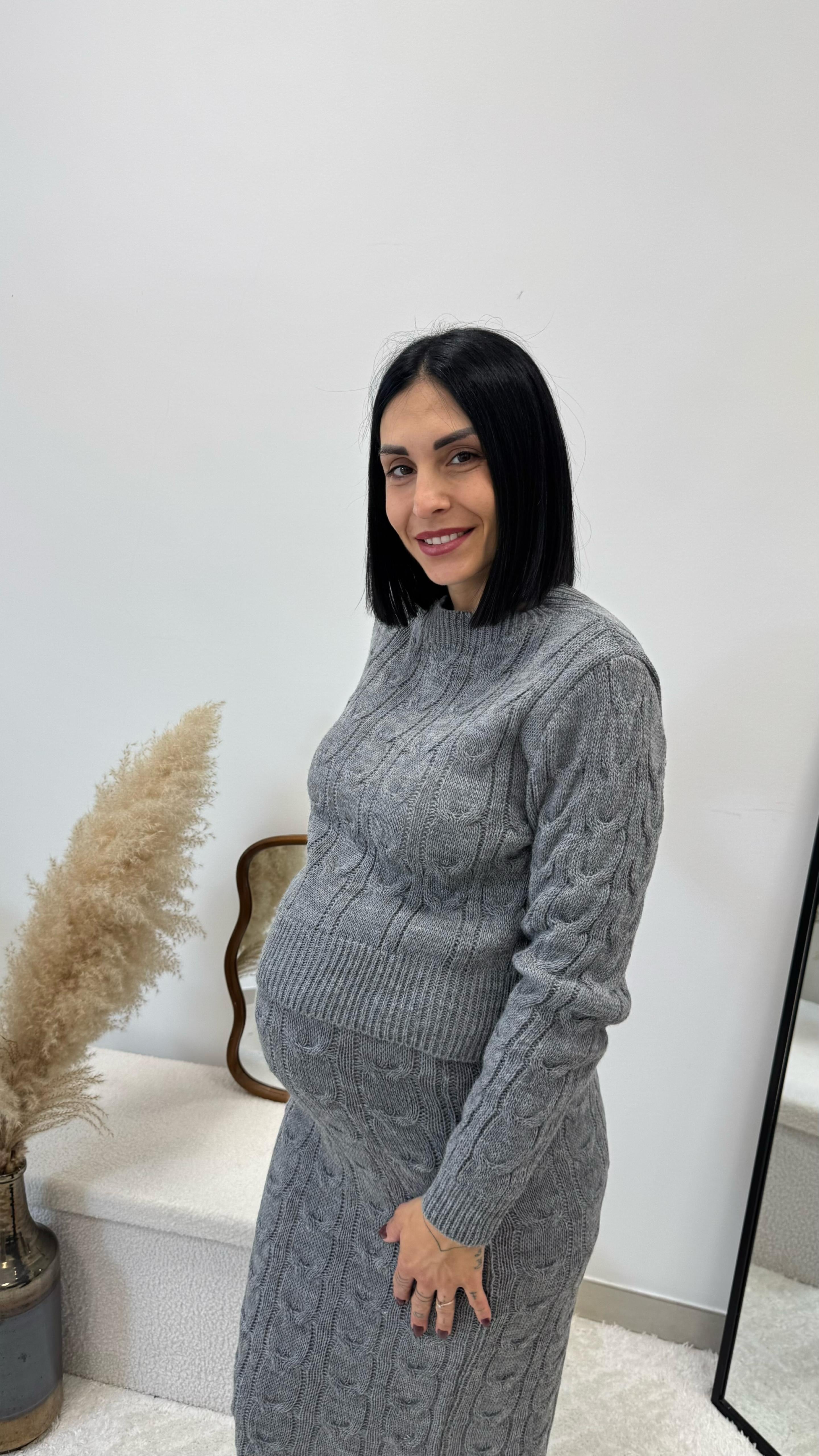 Set Pull e Longuette Treccia Grigio Perla