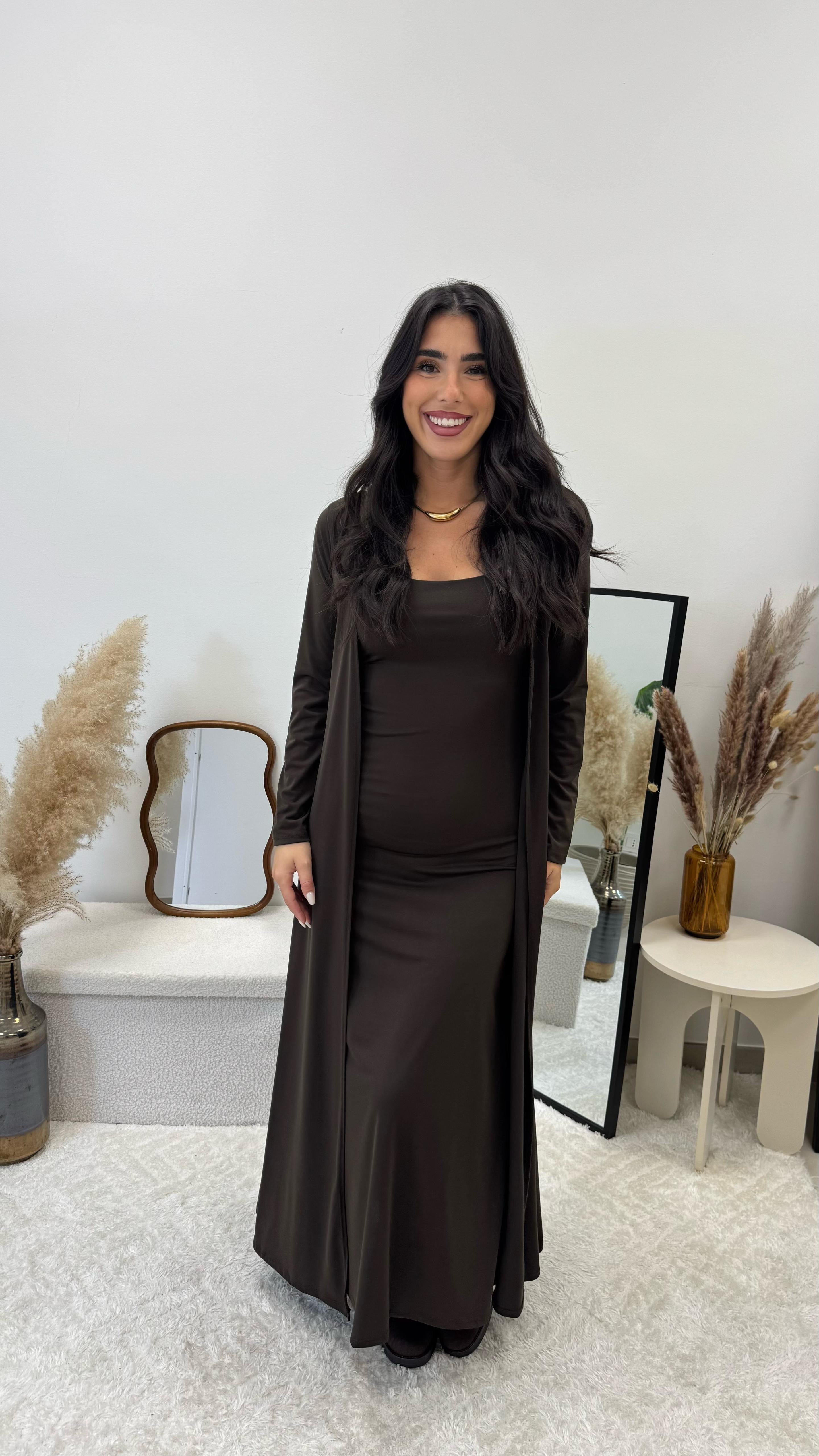 Abito Lycra Stretch con Cardigan Choco