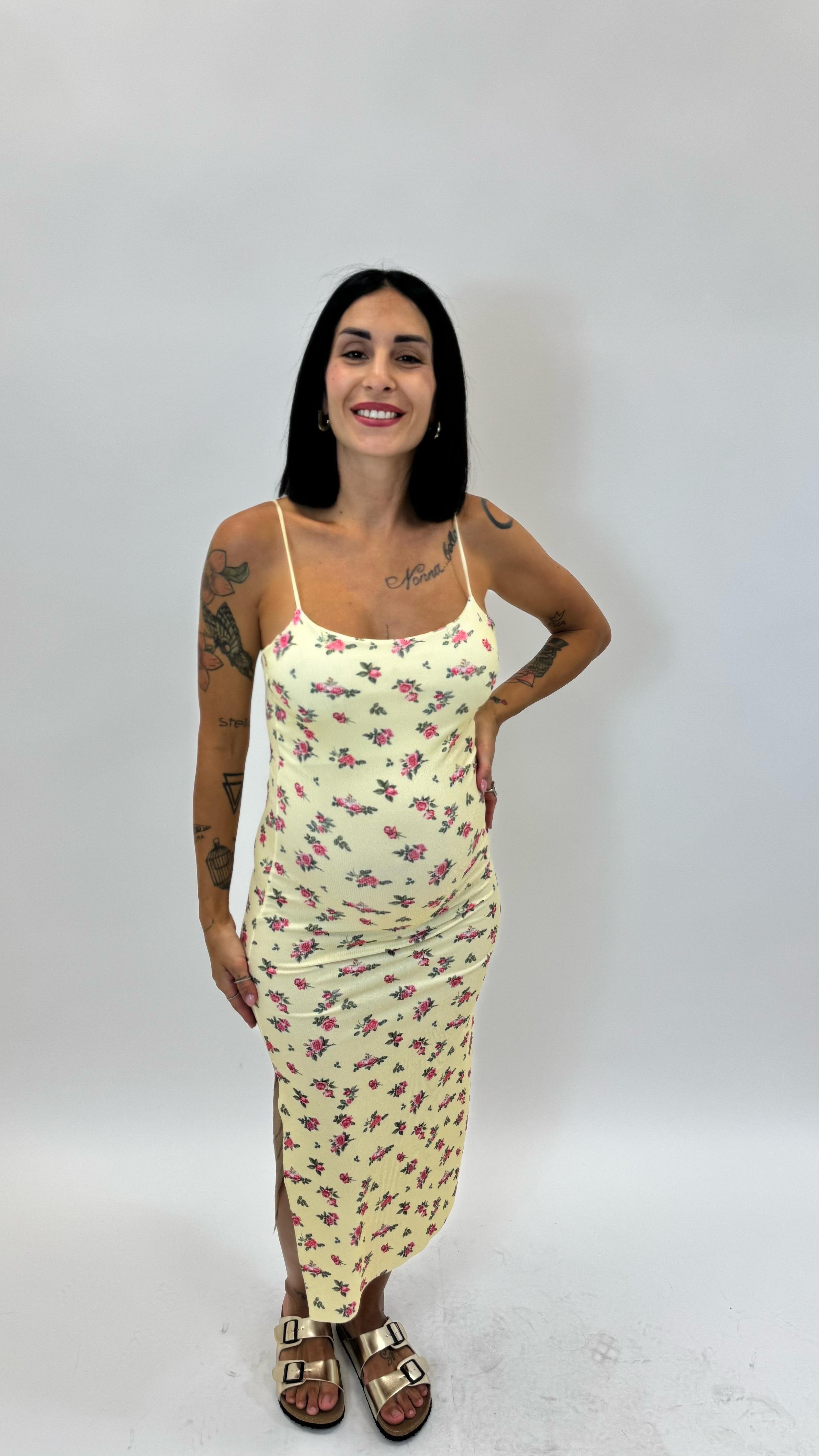 Abito Coste Basic Flowers Soft Yellow