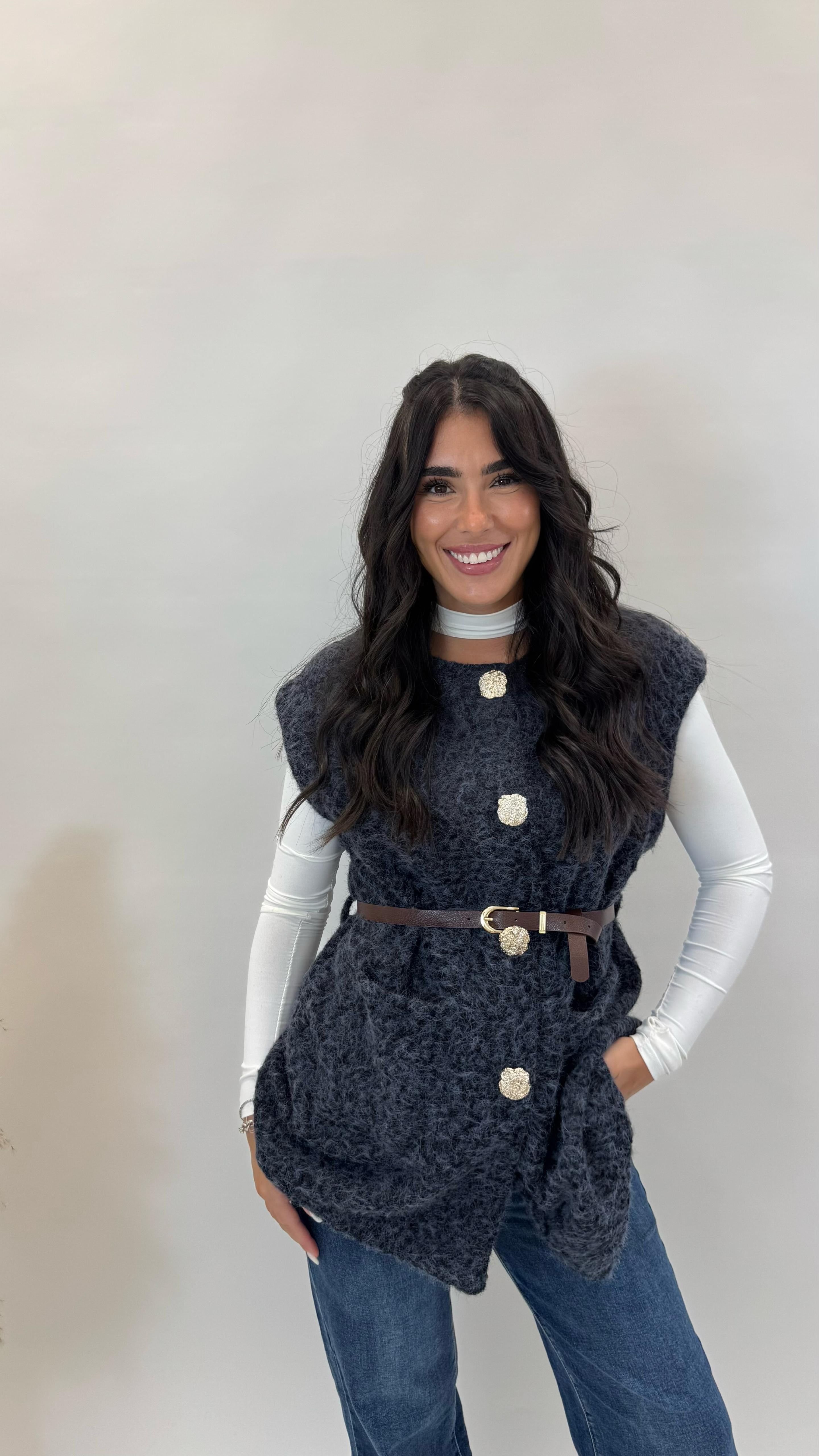 Gilet Teddy Blu Denim
