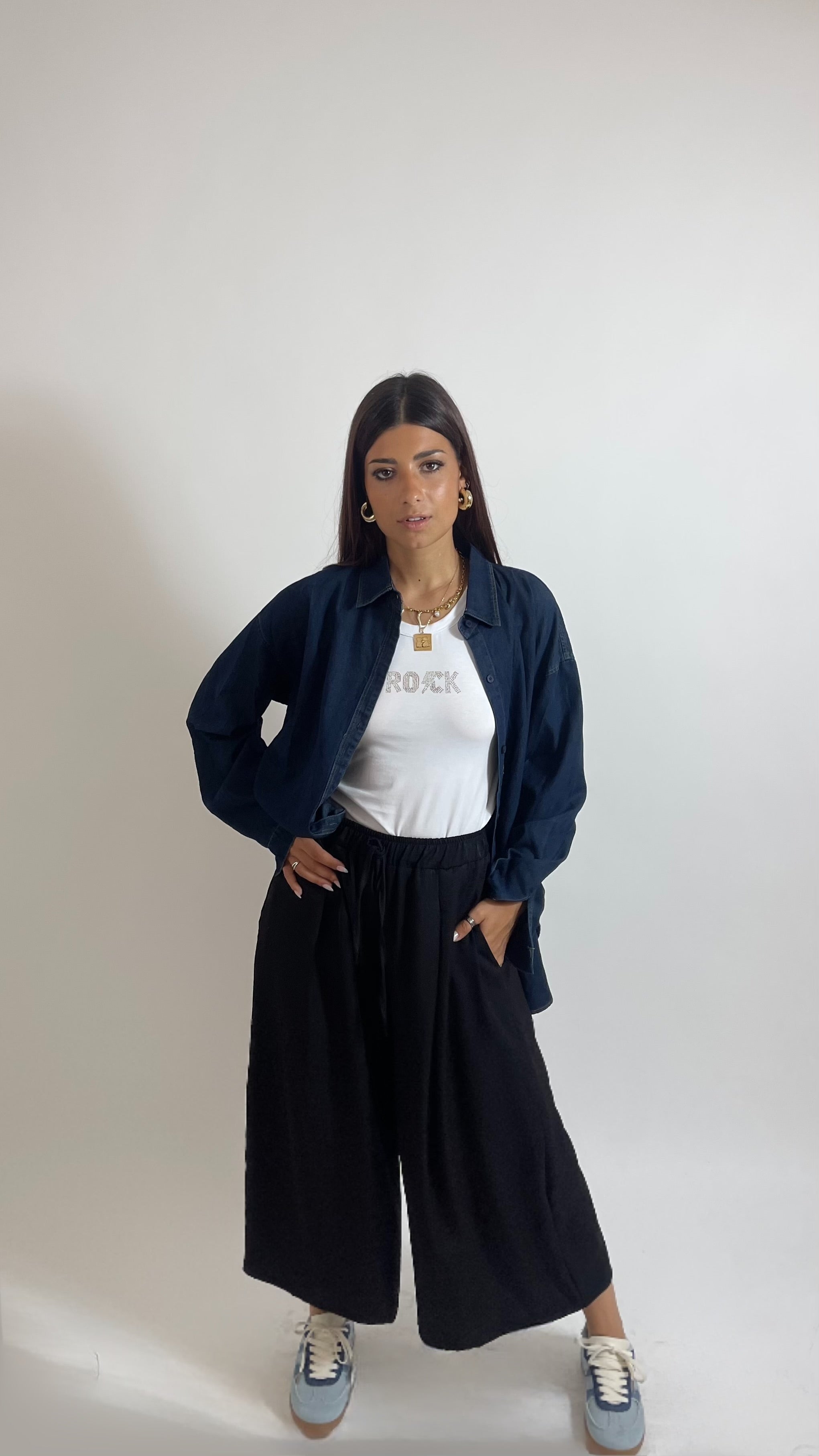 Pantalone Soft Capri Nero