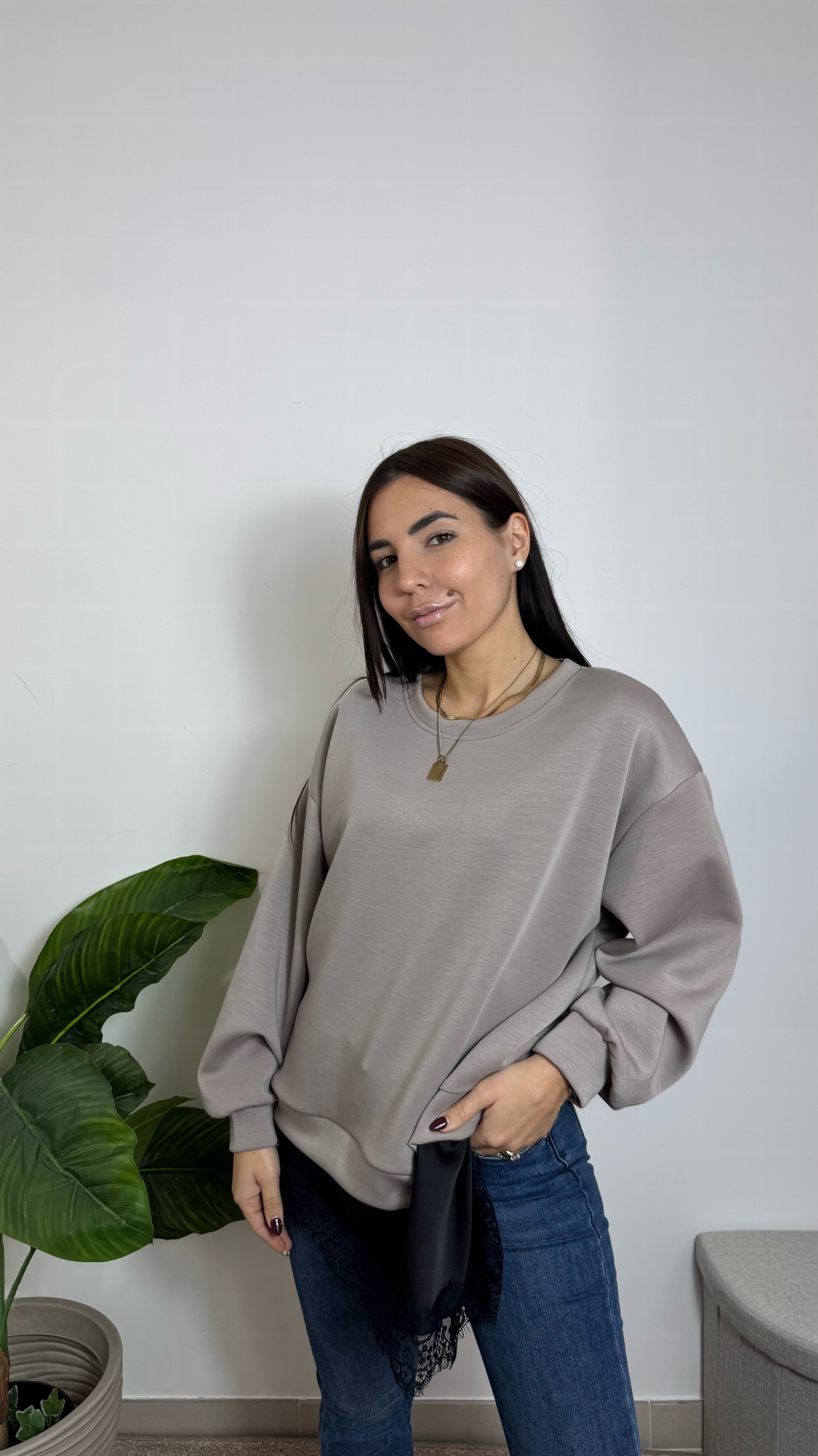 Felpa Comfy Lace Tortora