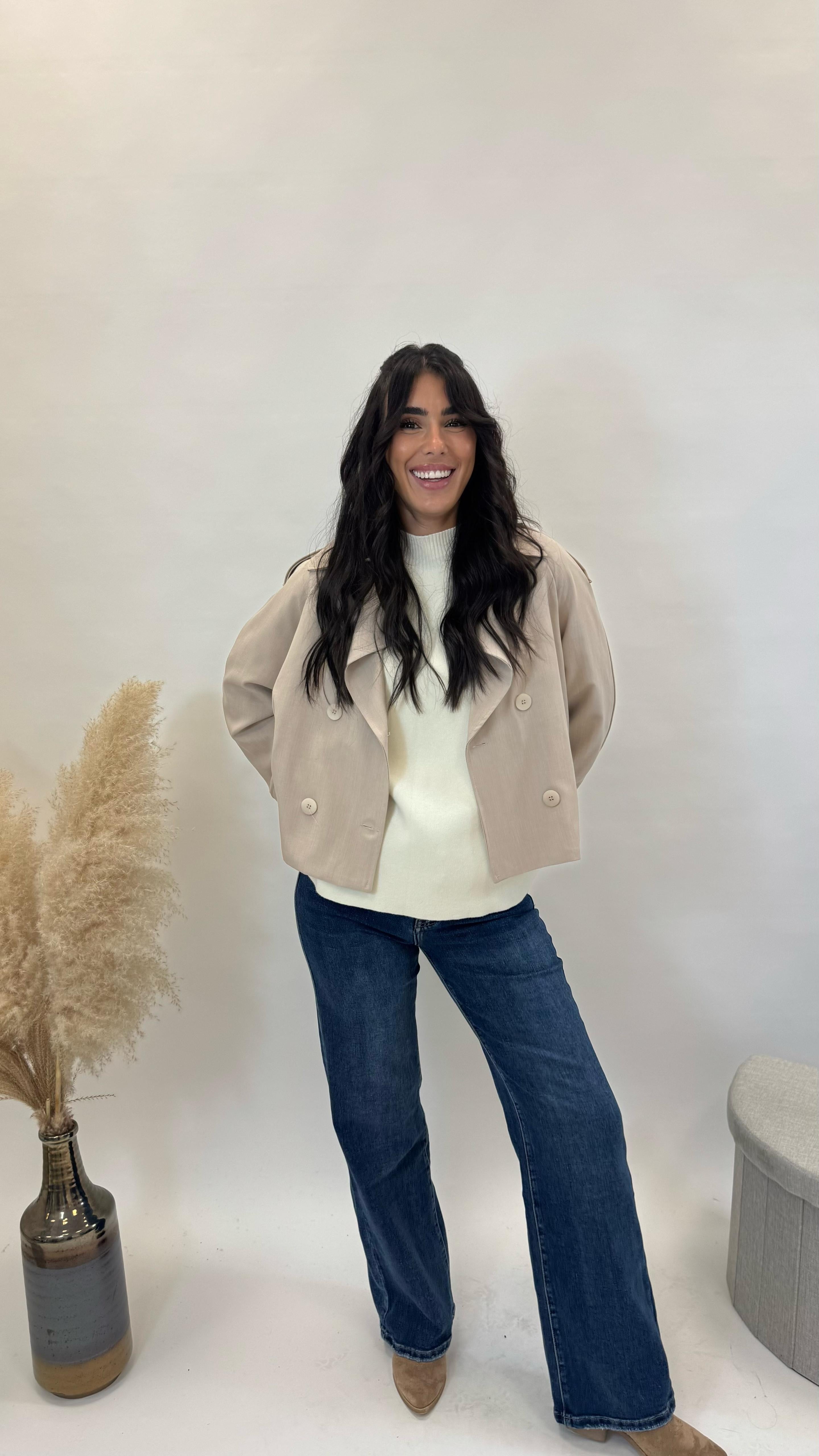 Giacca Simil Trench Inserti Ecopelle Burro