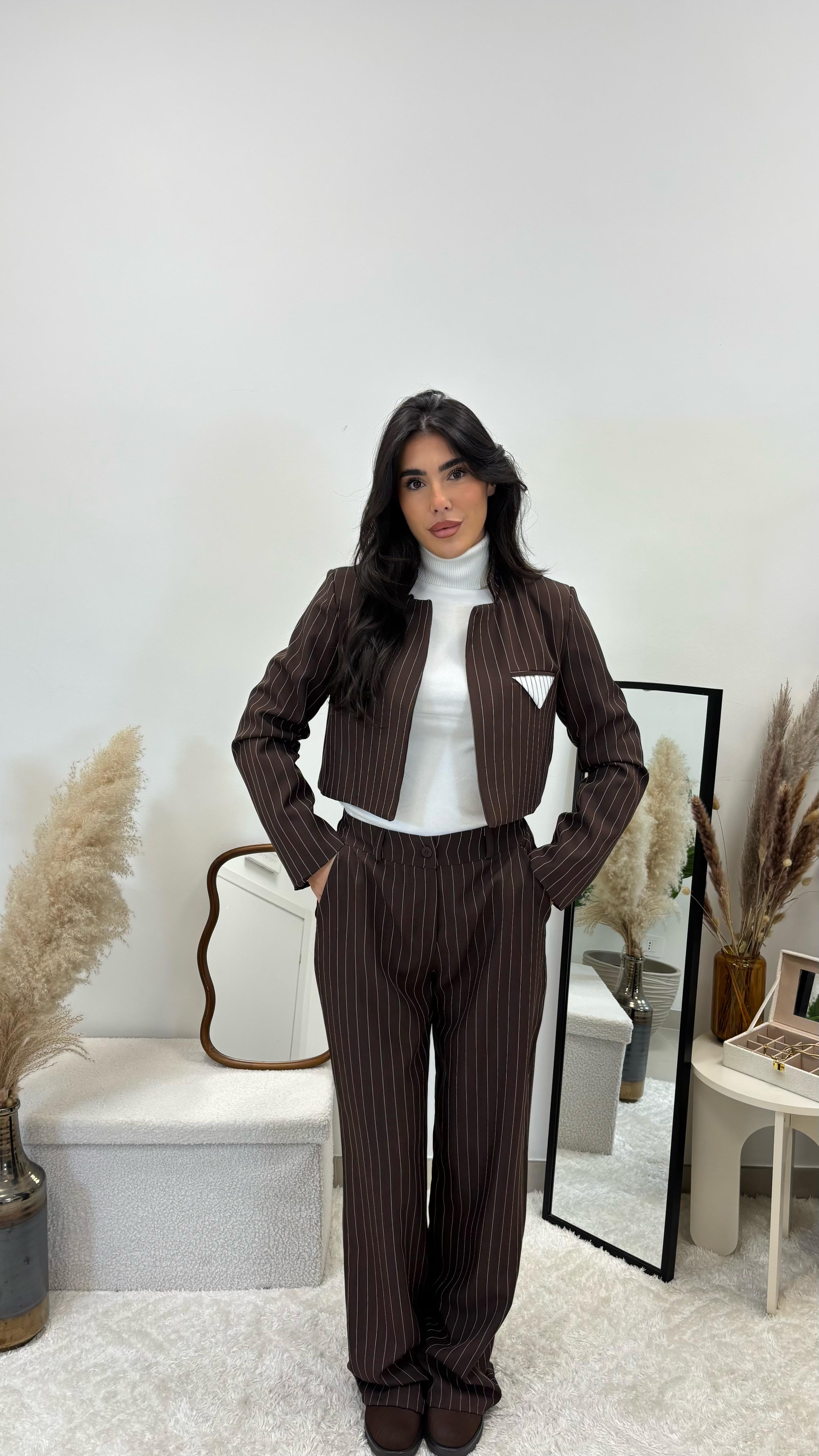 Tailleur Gesso Giacca Crop Choco