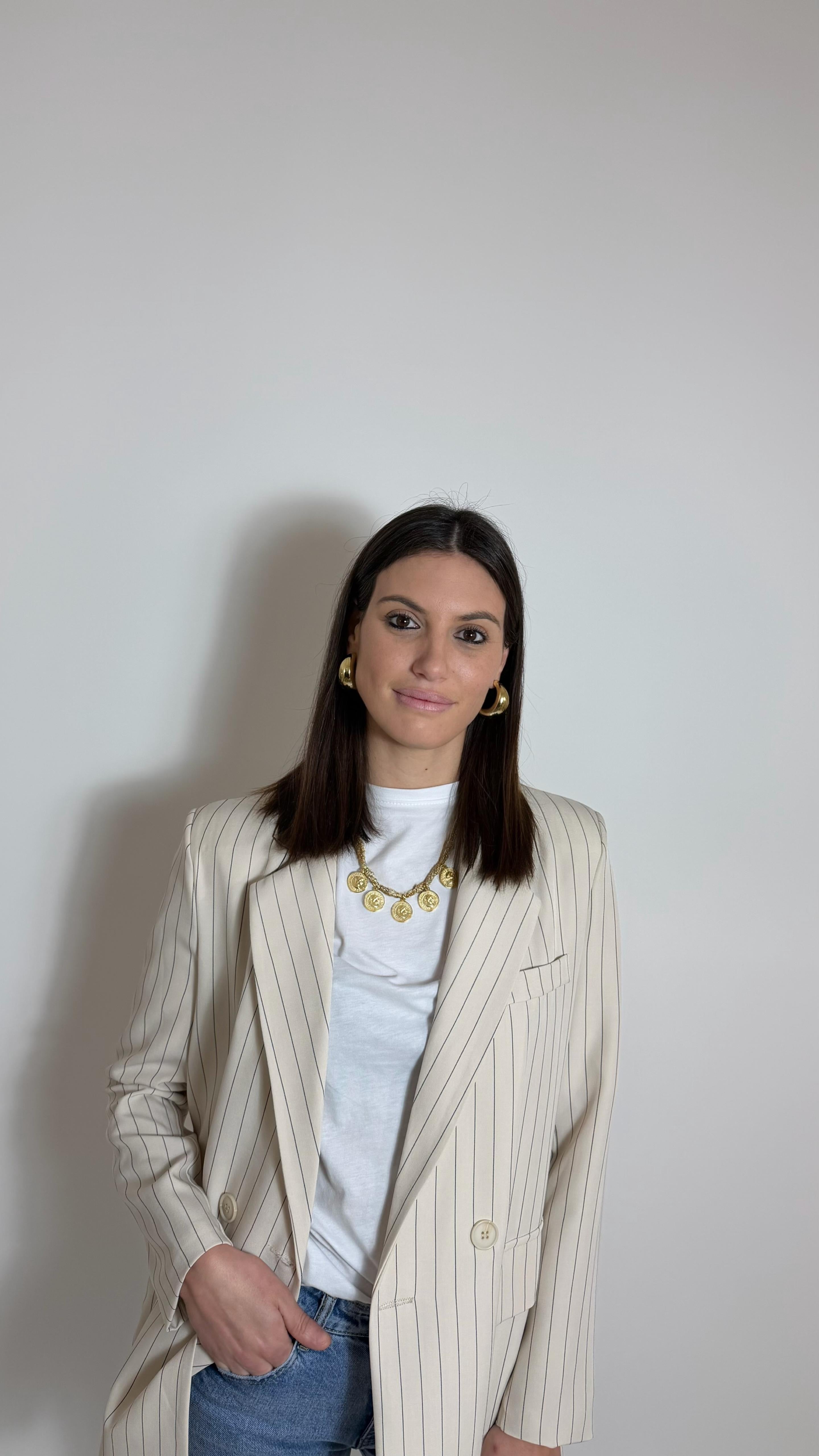 Giacca Gesso Doppiopetto Burro