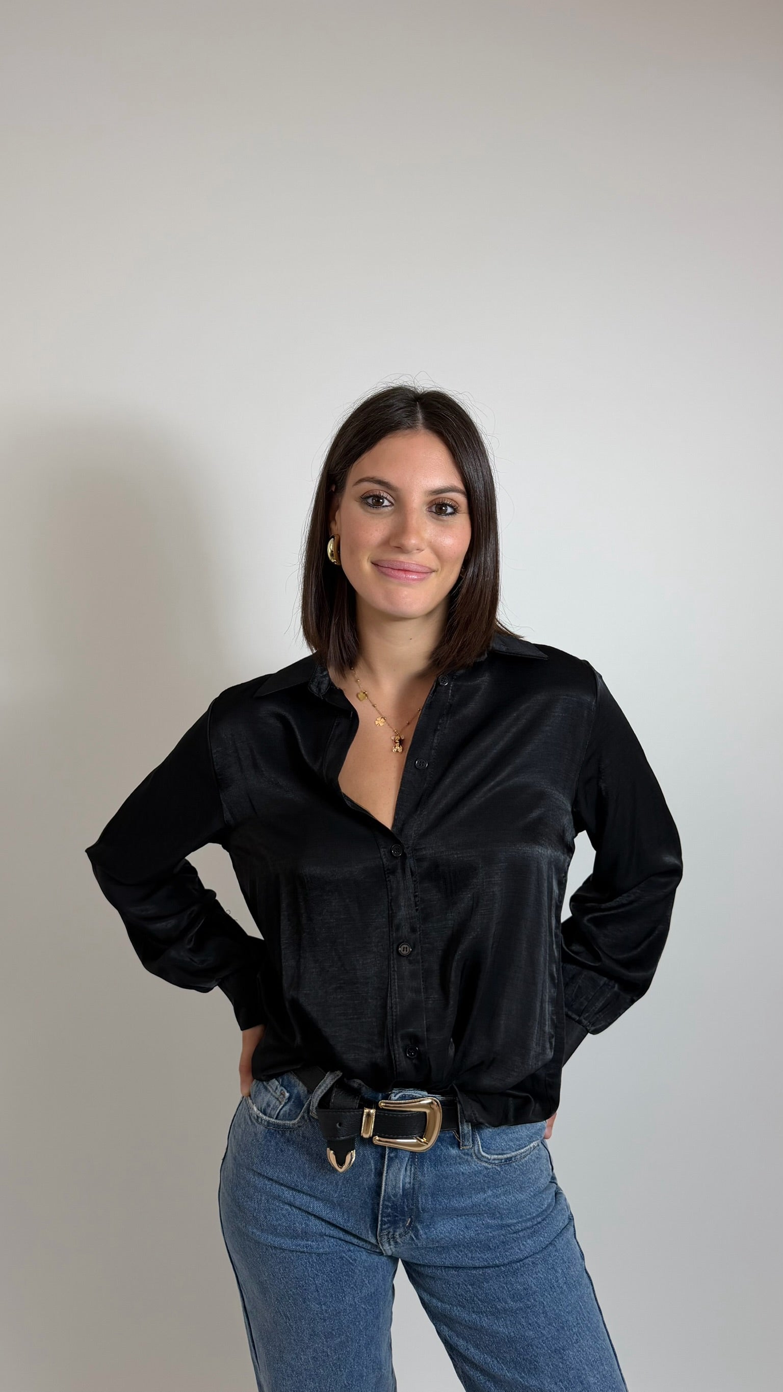Camicia Basic Fluid Nera