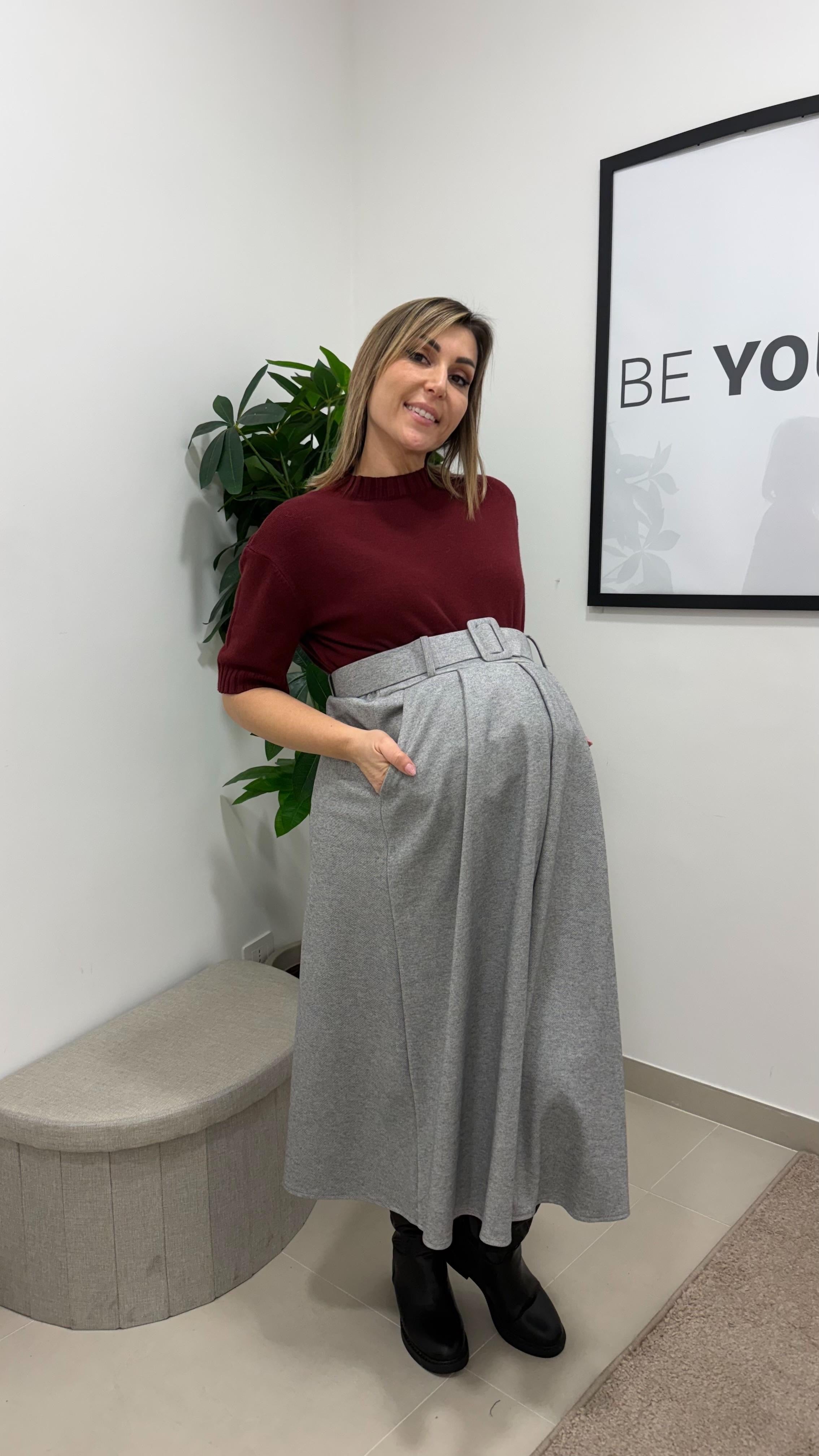 Gonnellone Con Cinta Grigio Perla
