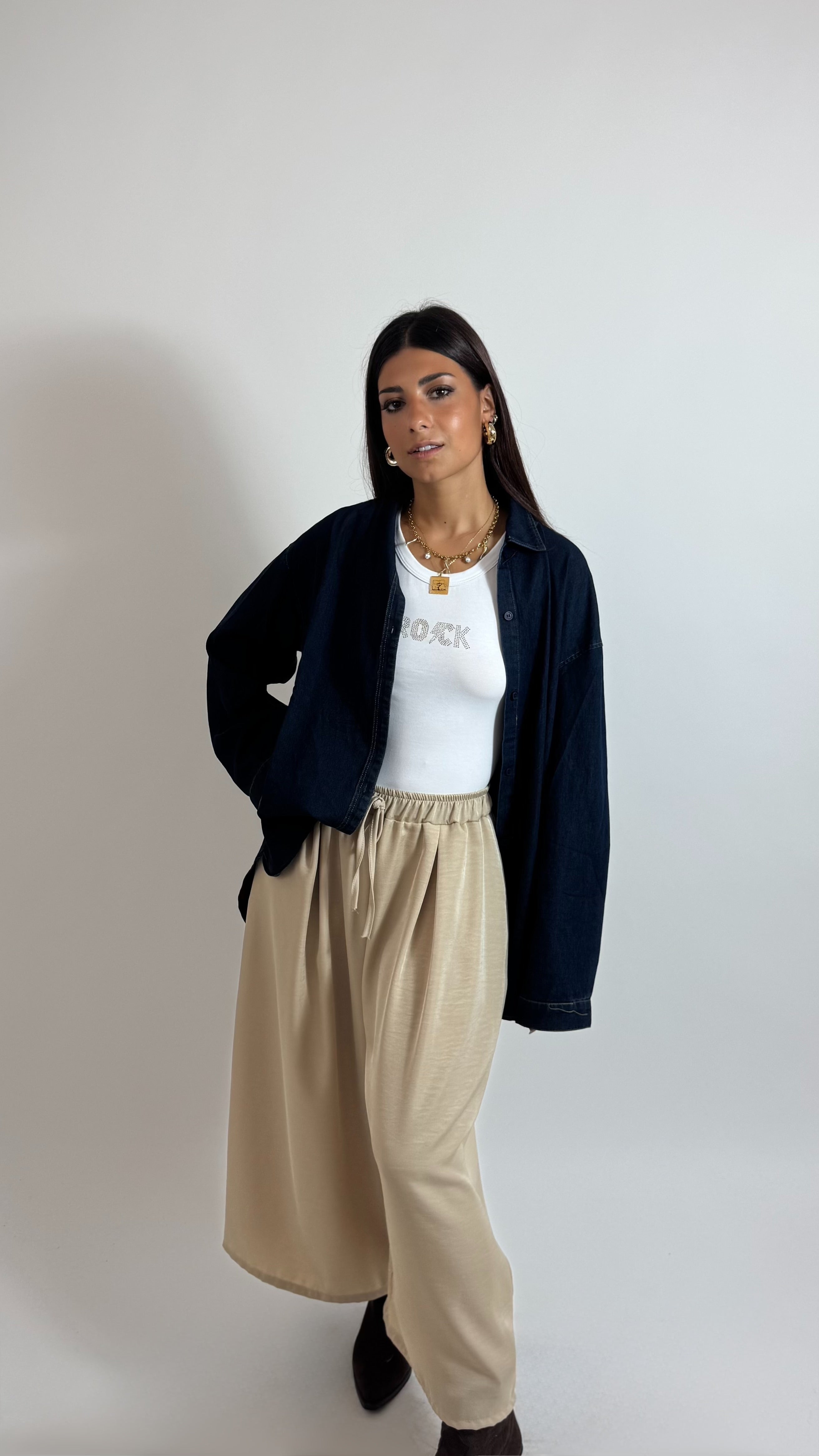 Pantalone Soft Capri Burro