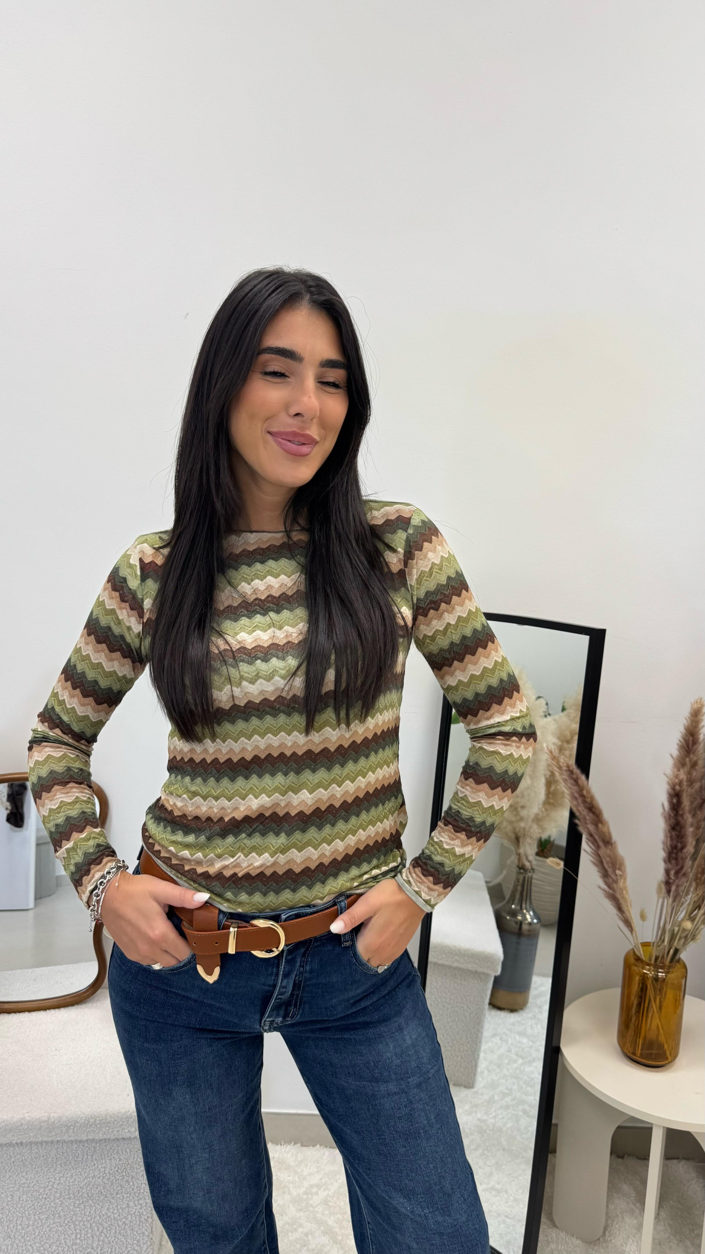 Maglia Cashmere Stampa ZigZag Verde💚