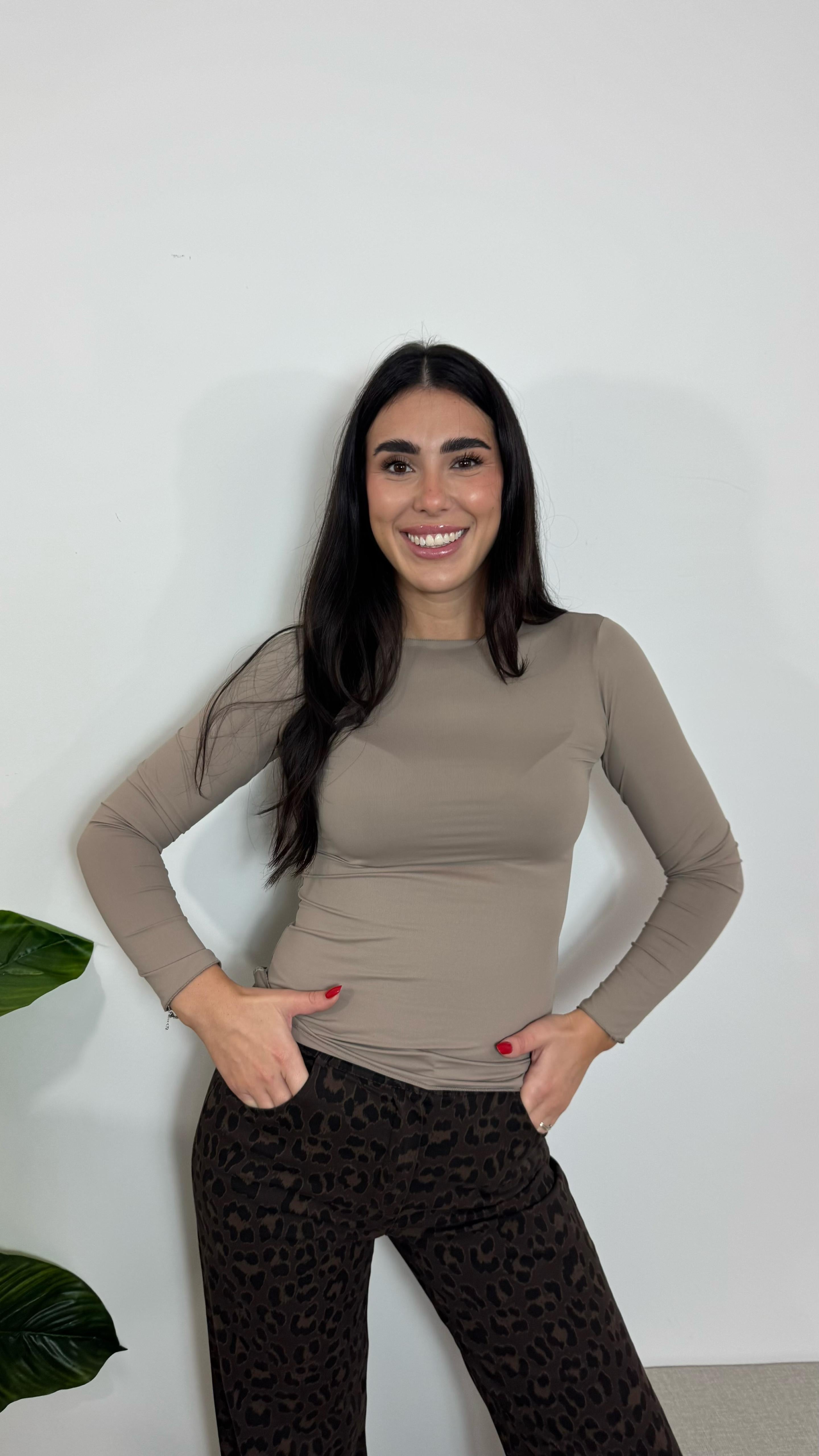 Maglia Basic Lycra Girocollo Nude