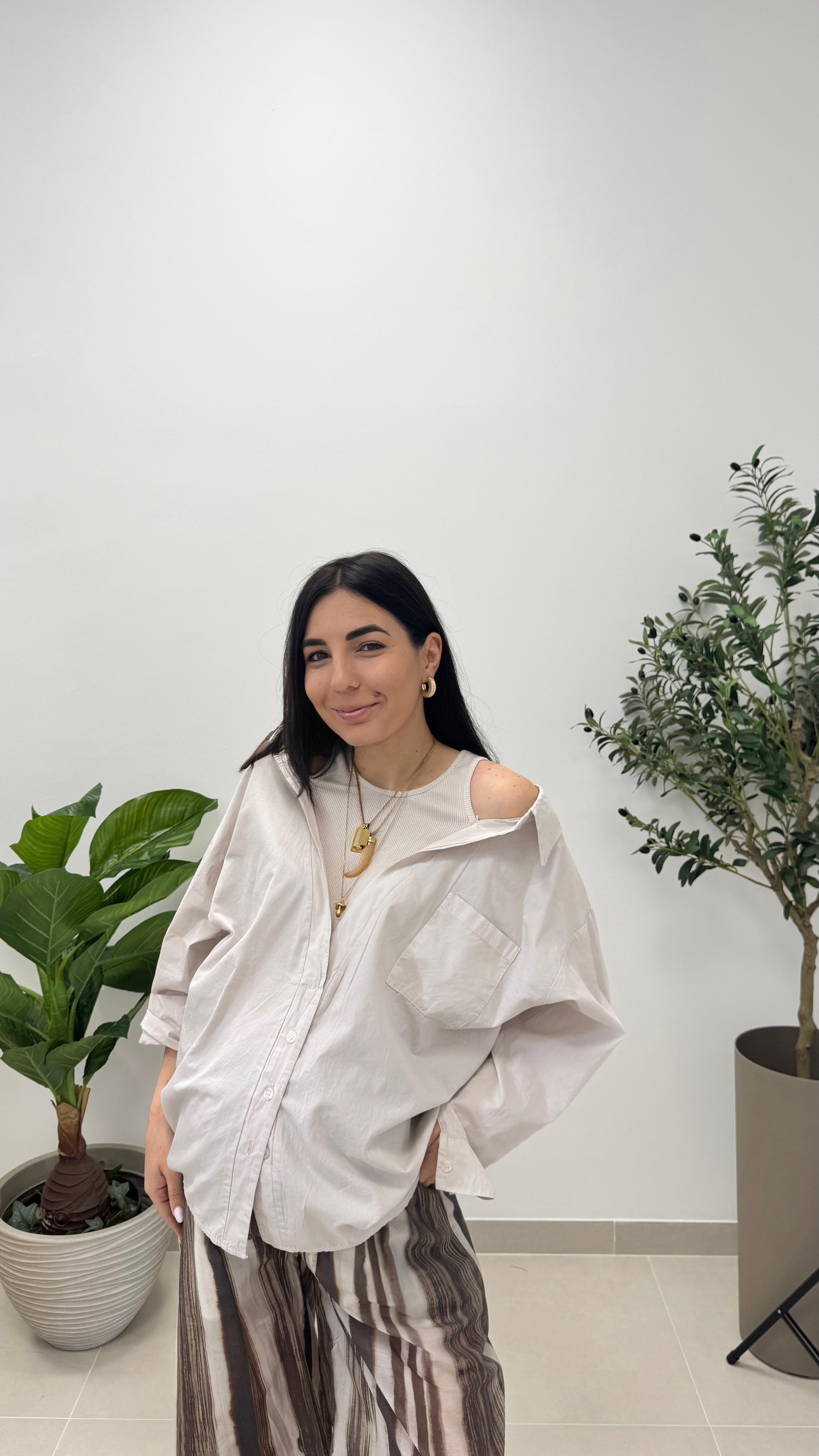 Camicia over Canotta cucita Sabbia