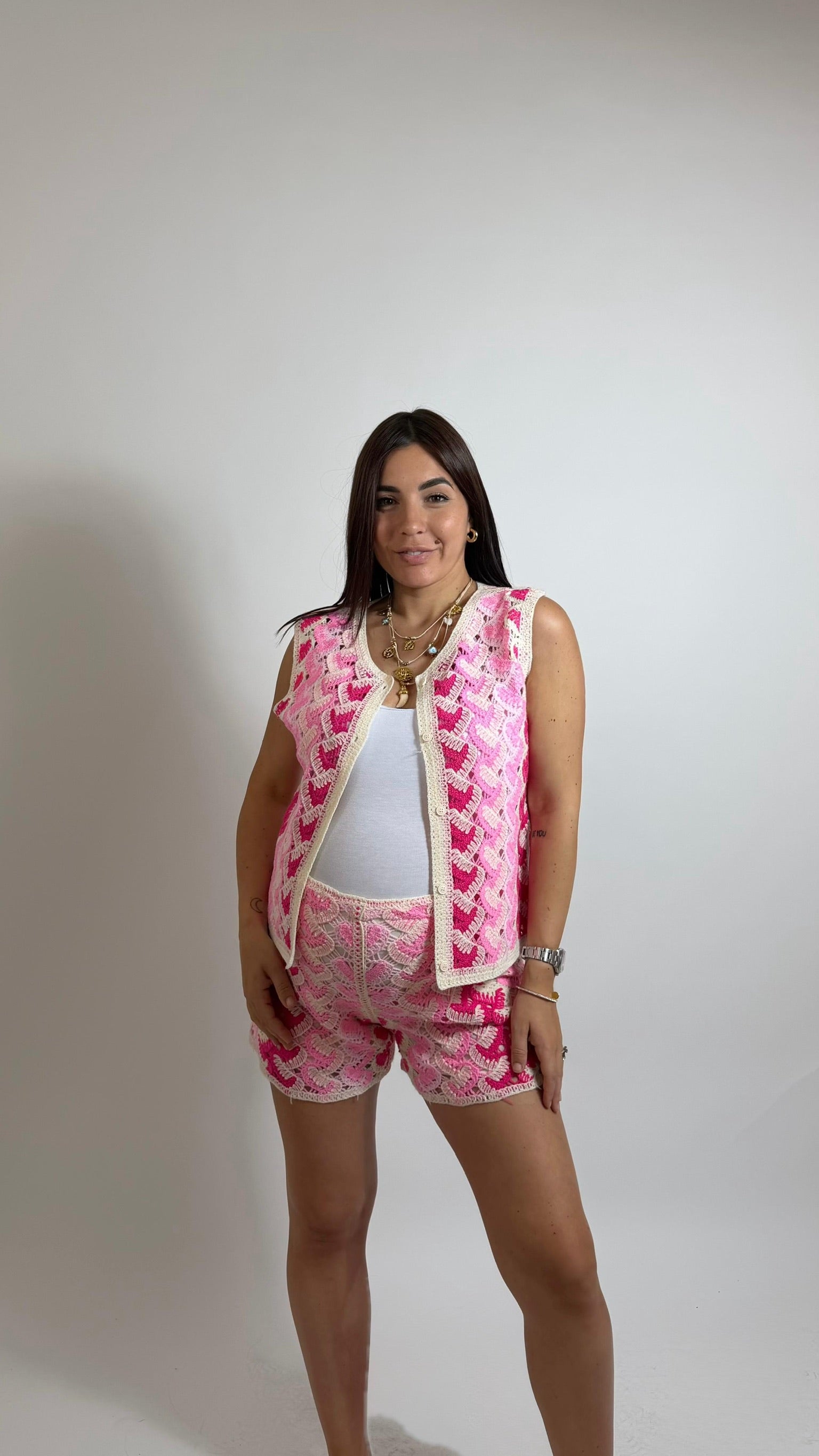 Set Crochet Rainbow Pink