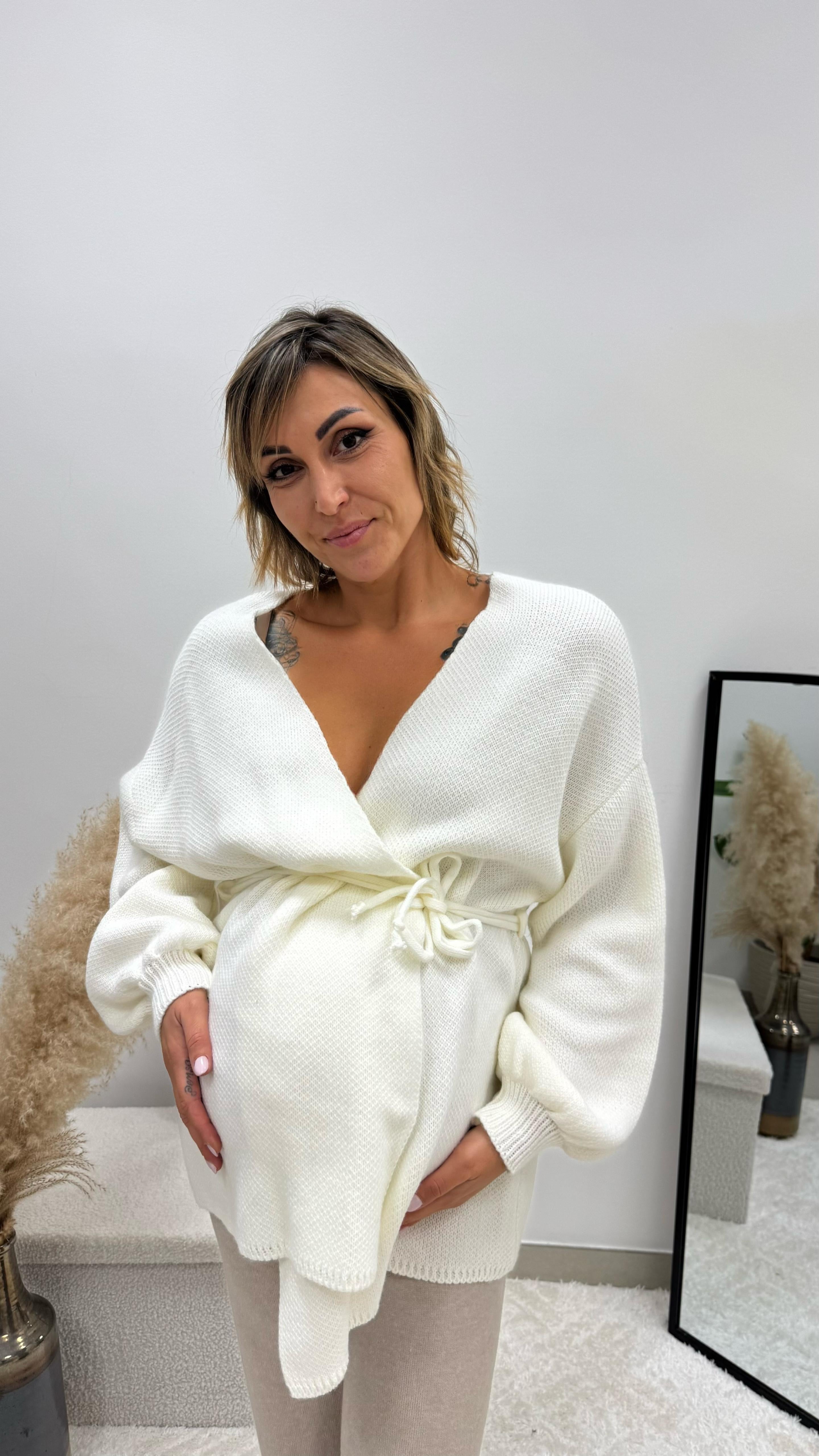 Cardigan Incrociatina Bianco