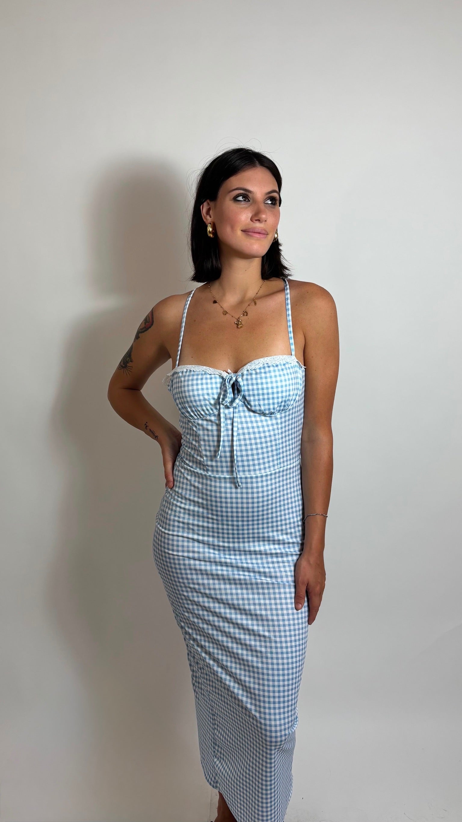 Abito Stretch Vichy Sky
