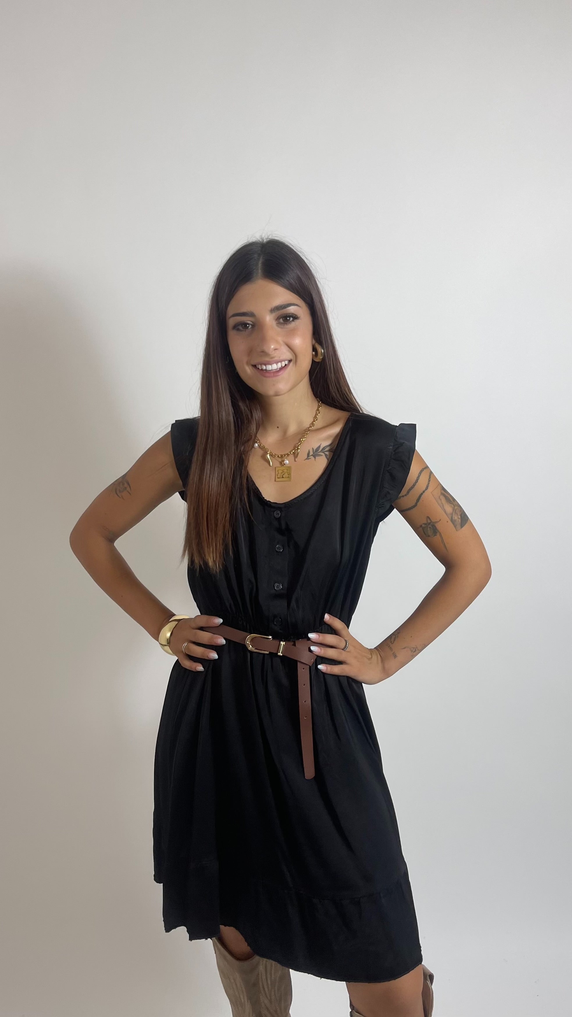Mini Dress Soft Volant Nero