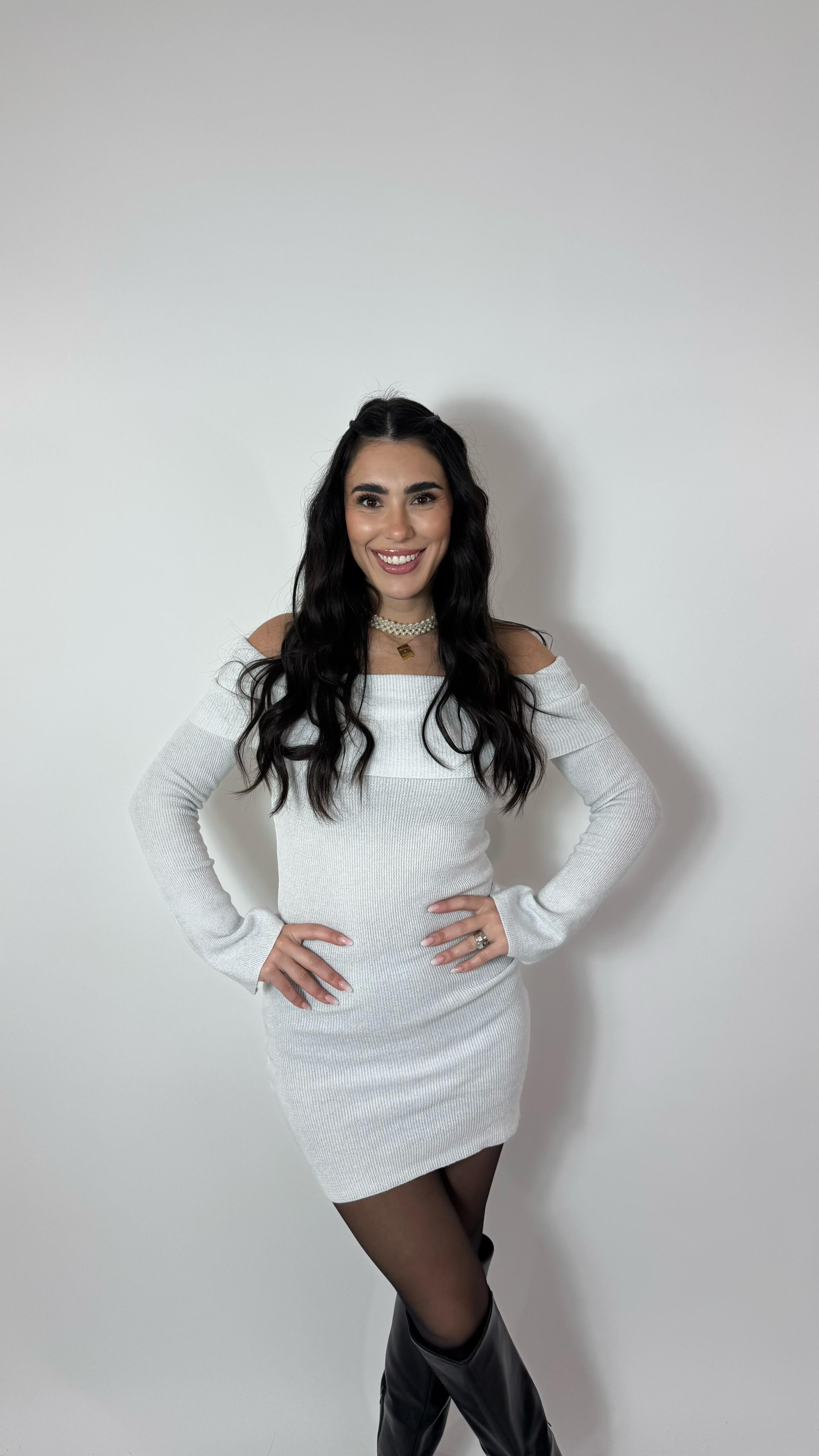 Minidress Shiffer Lurex Bianco