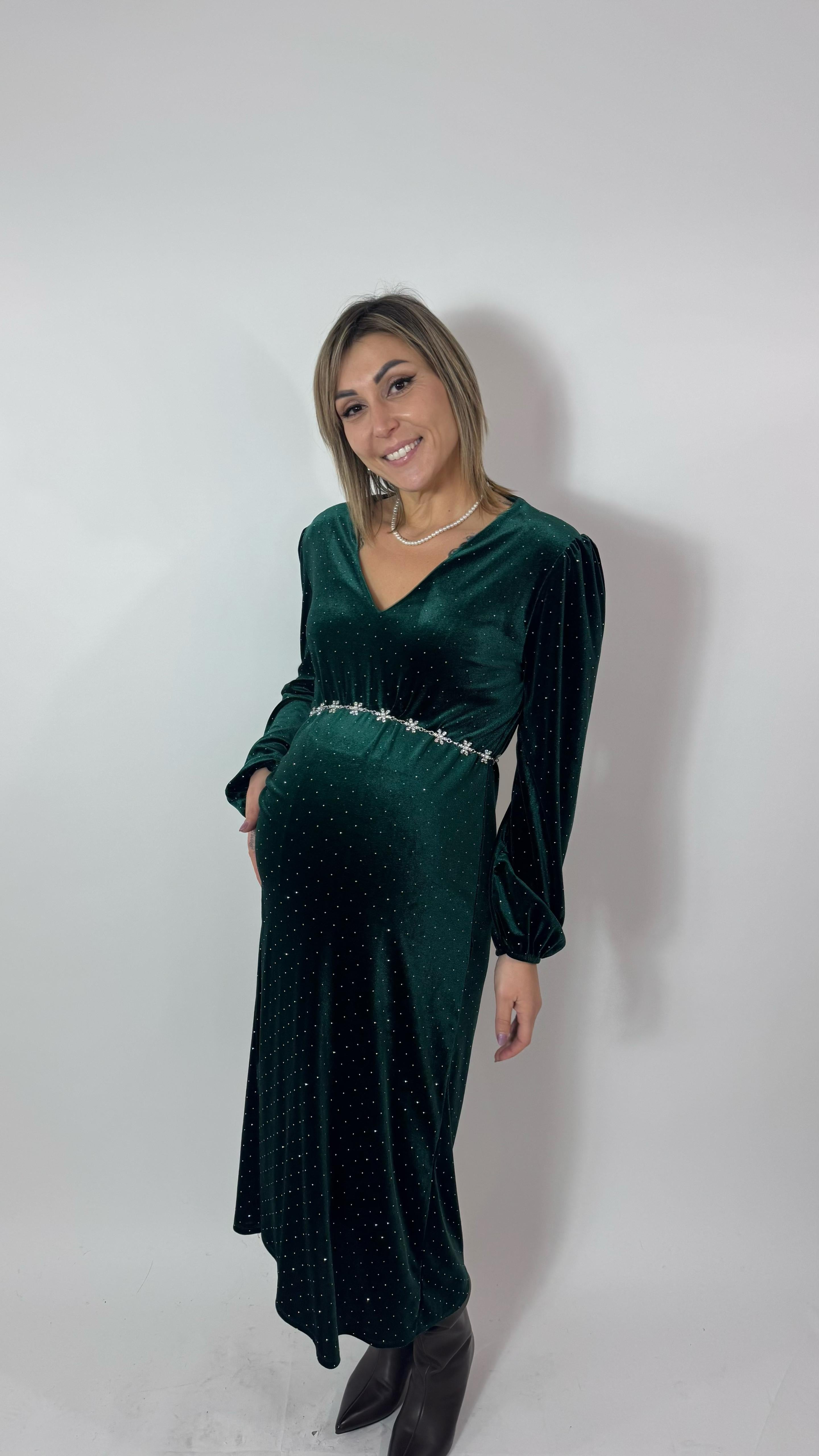 ✨Abito Velvet Sparkling Verde Bosco