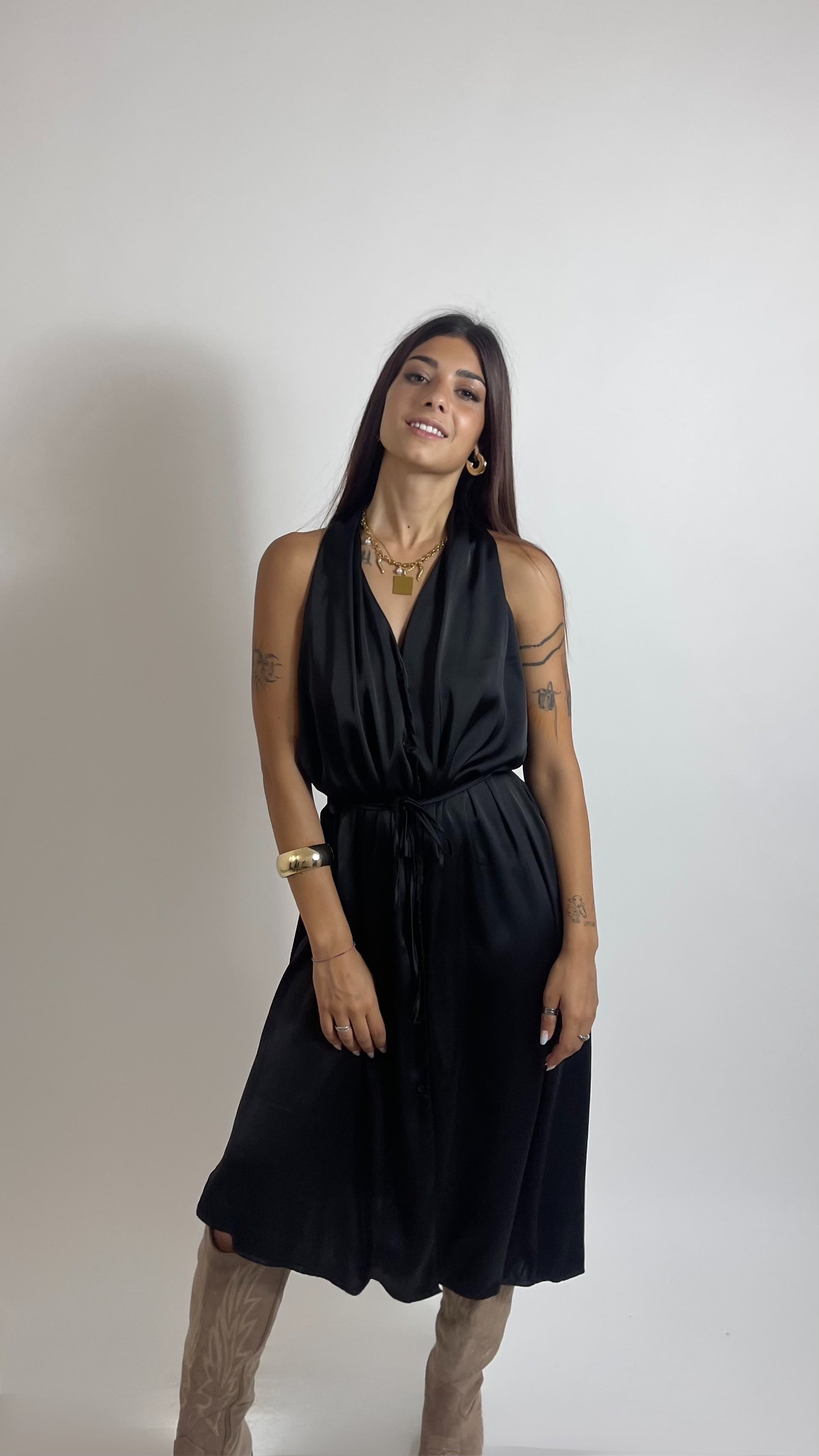 Abito Satin Flow Nero