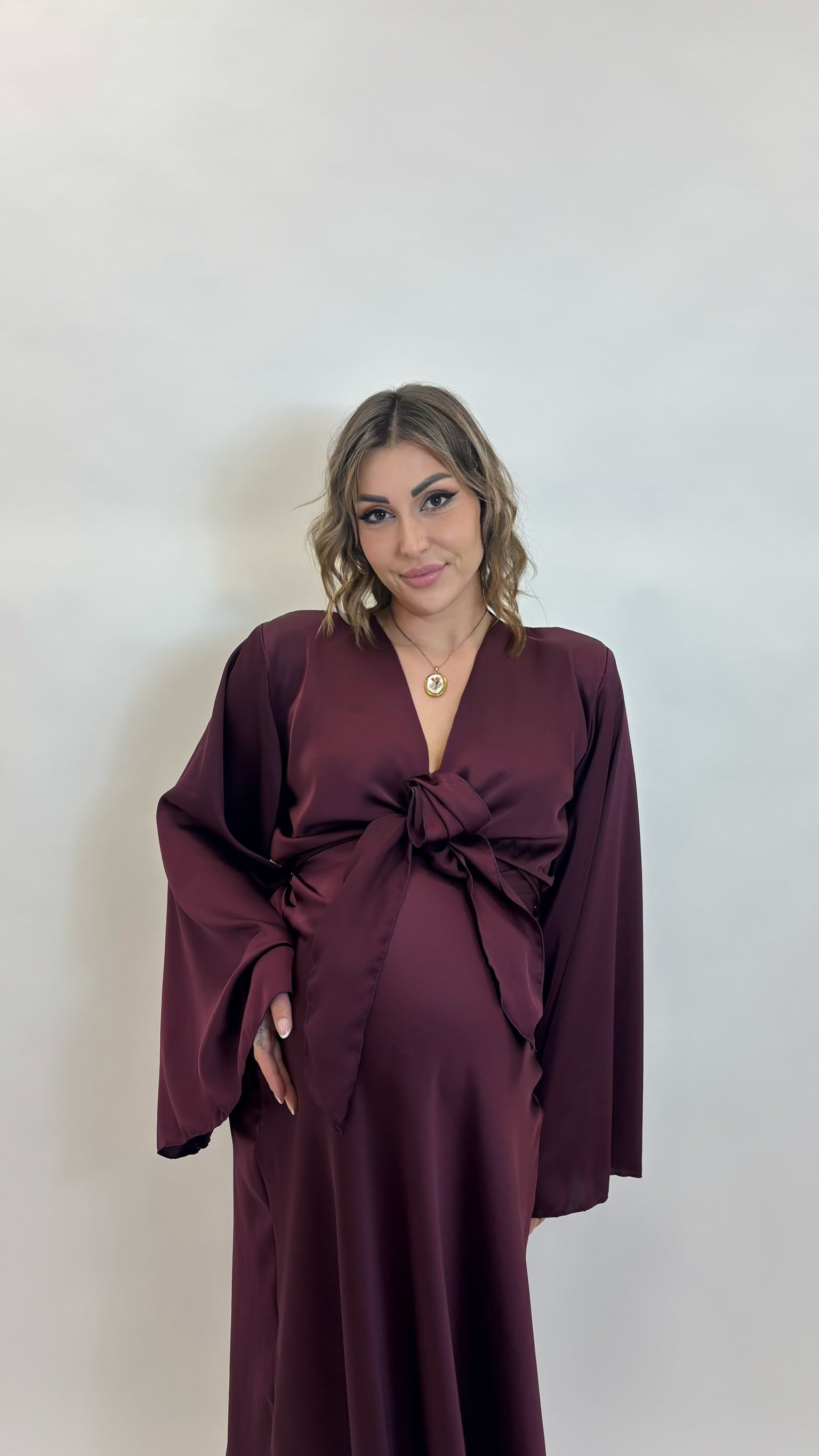 Set Silk Top & Skirt Burgundy