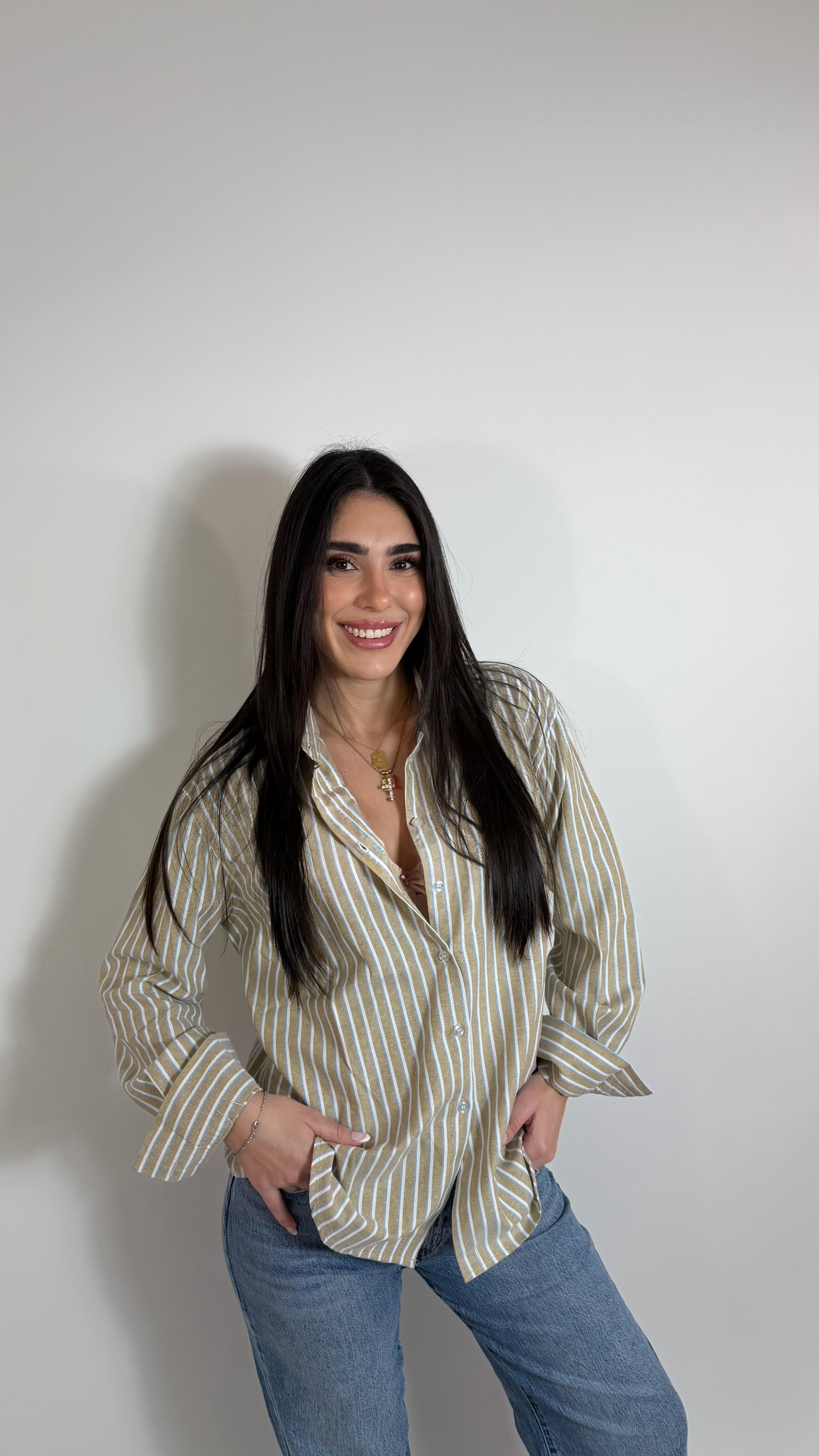 Camicia Cotone Grezzo Stripes Nude