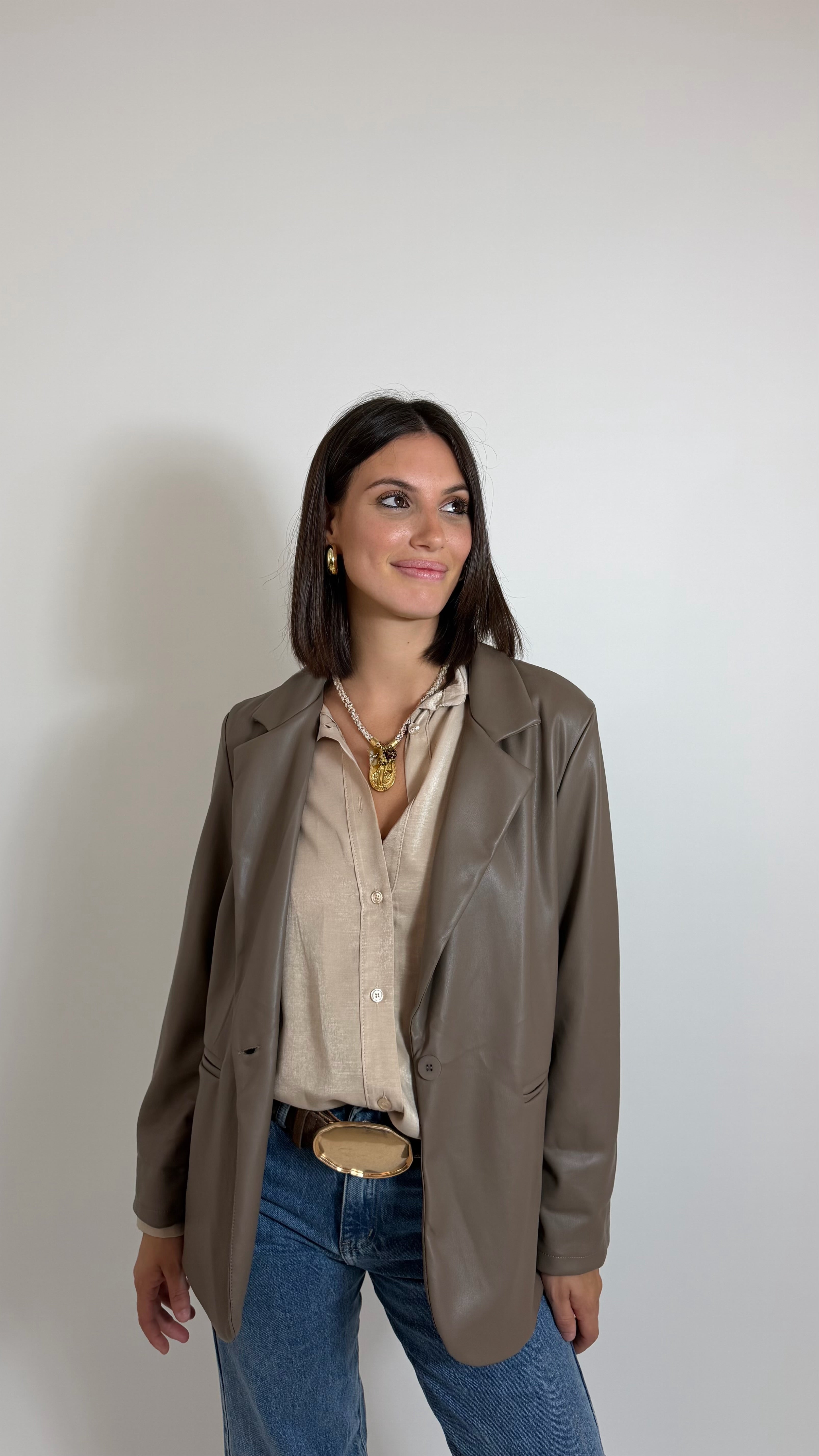 Blazer Ecopelle Tortora
