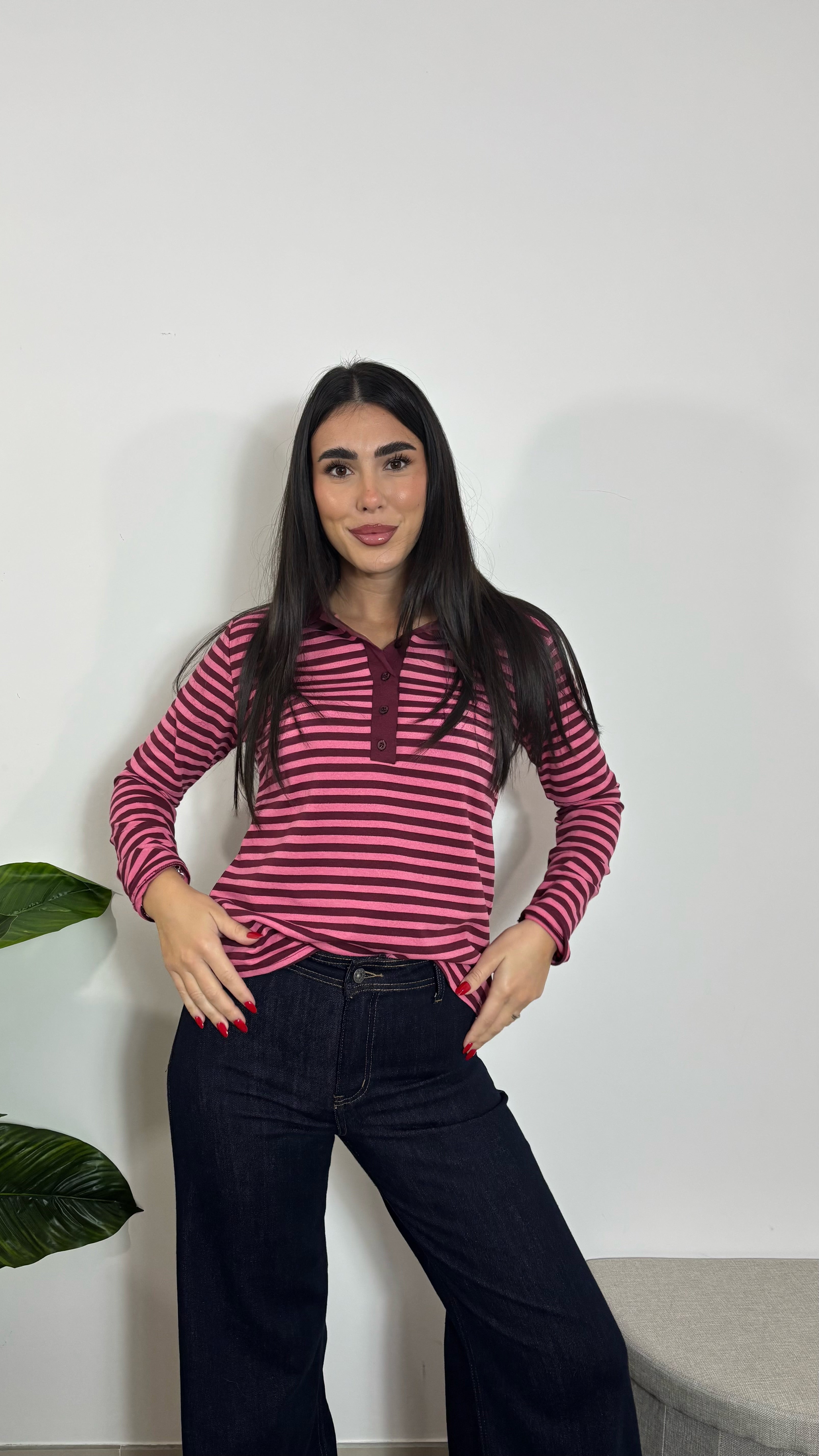 Maglia Polo Stripes Burgundy
