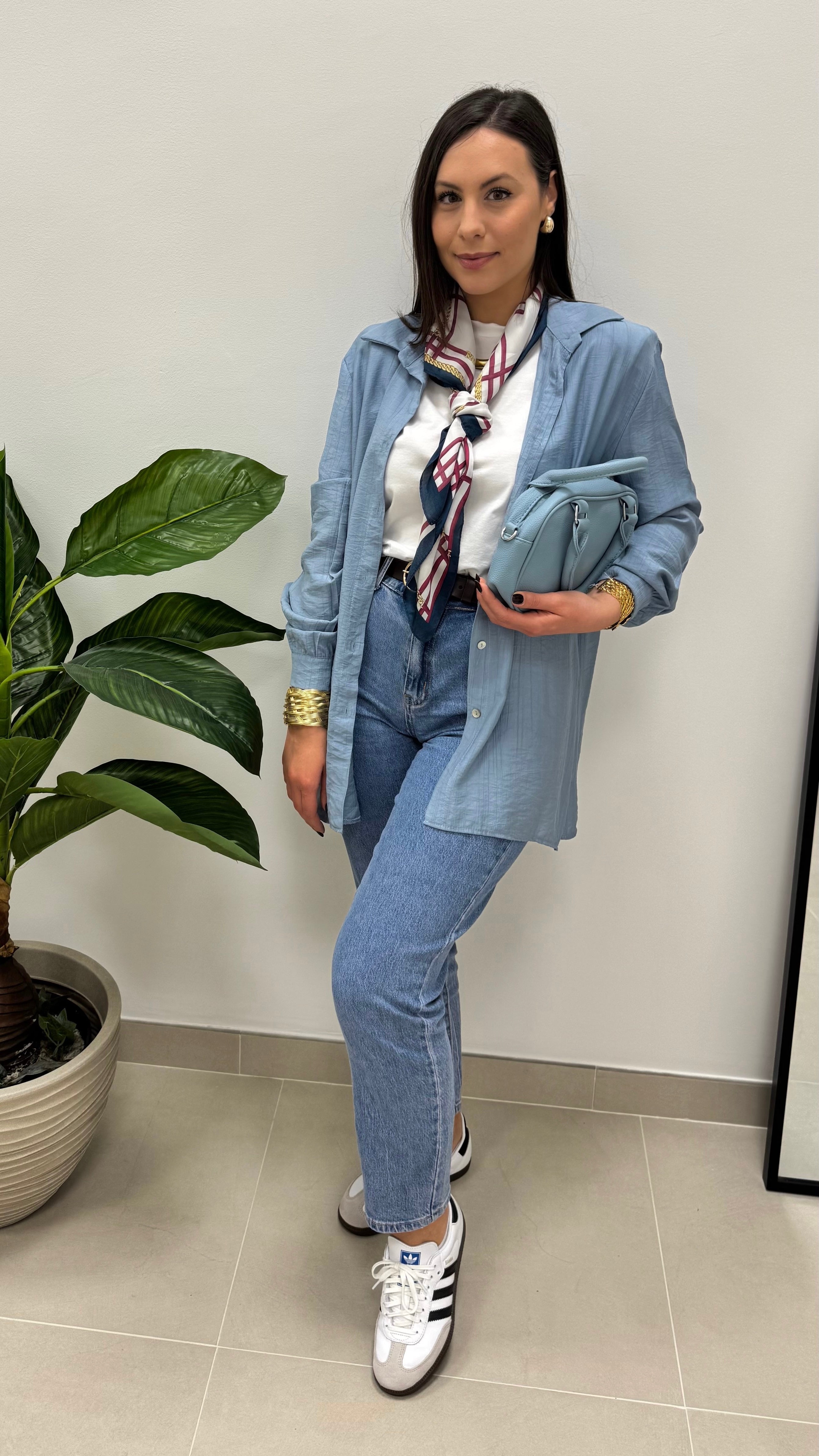 Camicia Over Morbida celeste