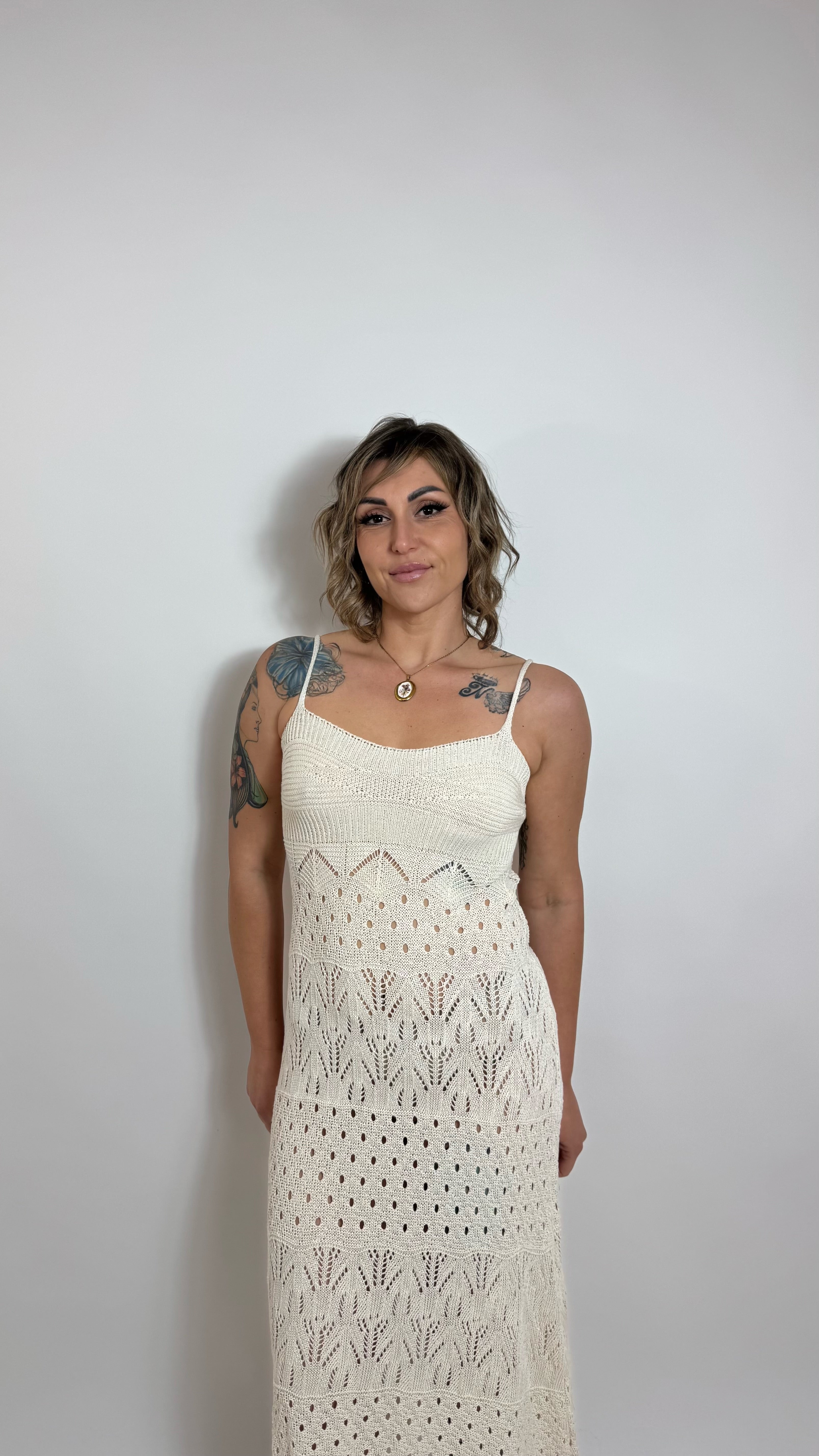 Abito Panarea Crochet Minimal Burro