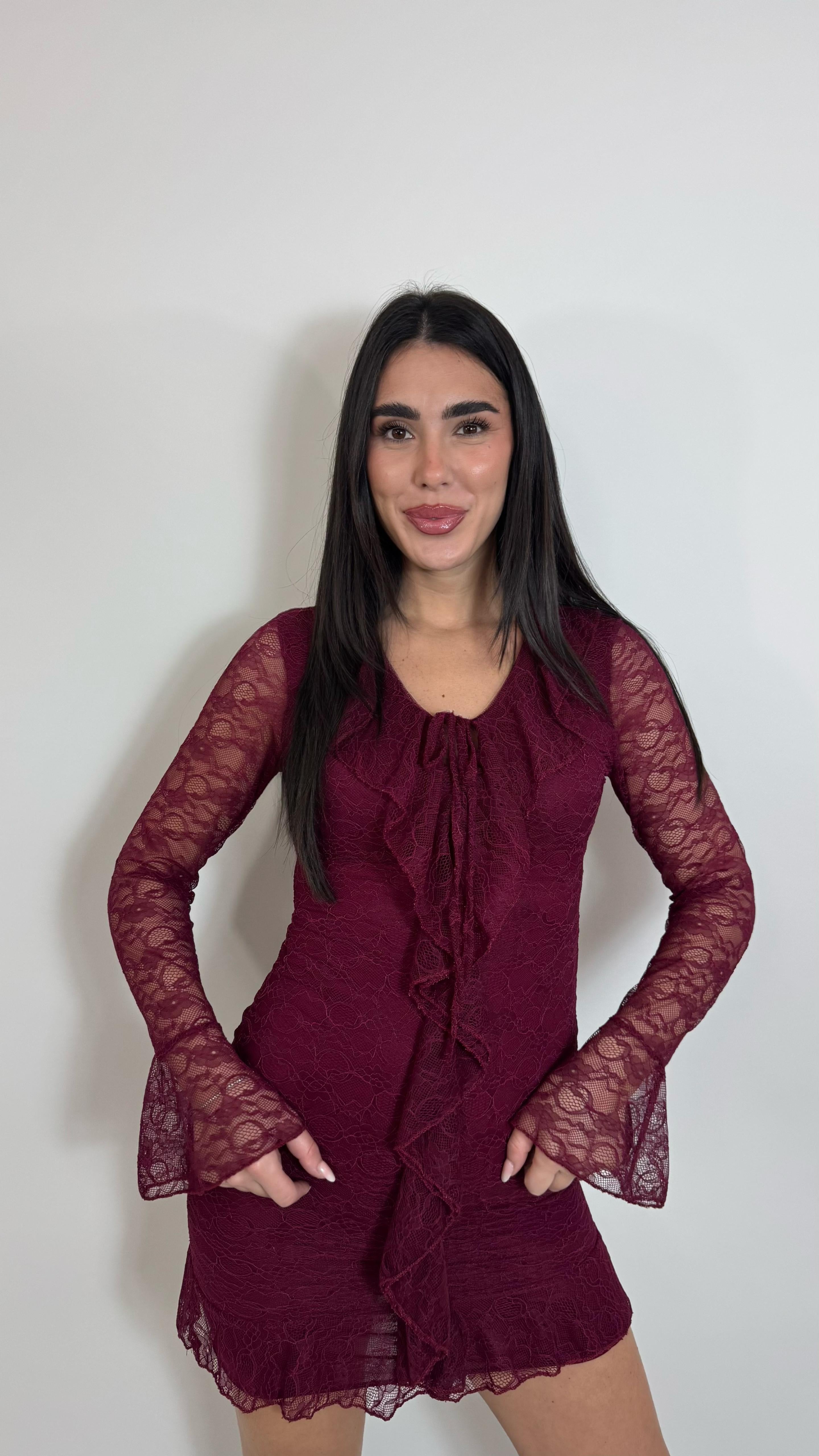 🥂 Minidress Lace Romance Burgundy