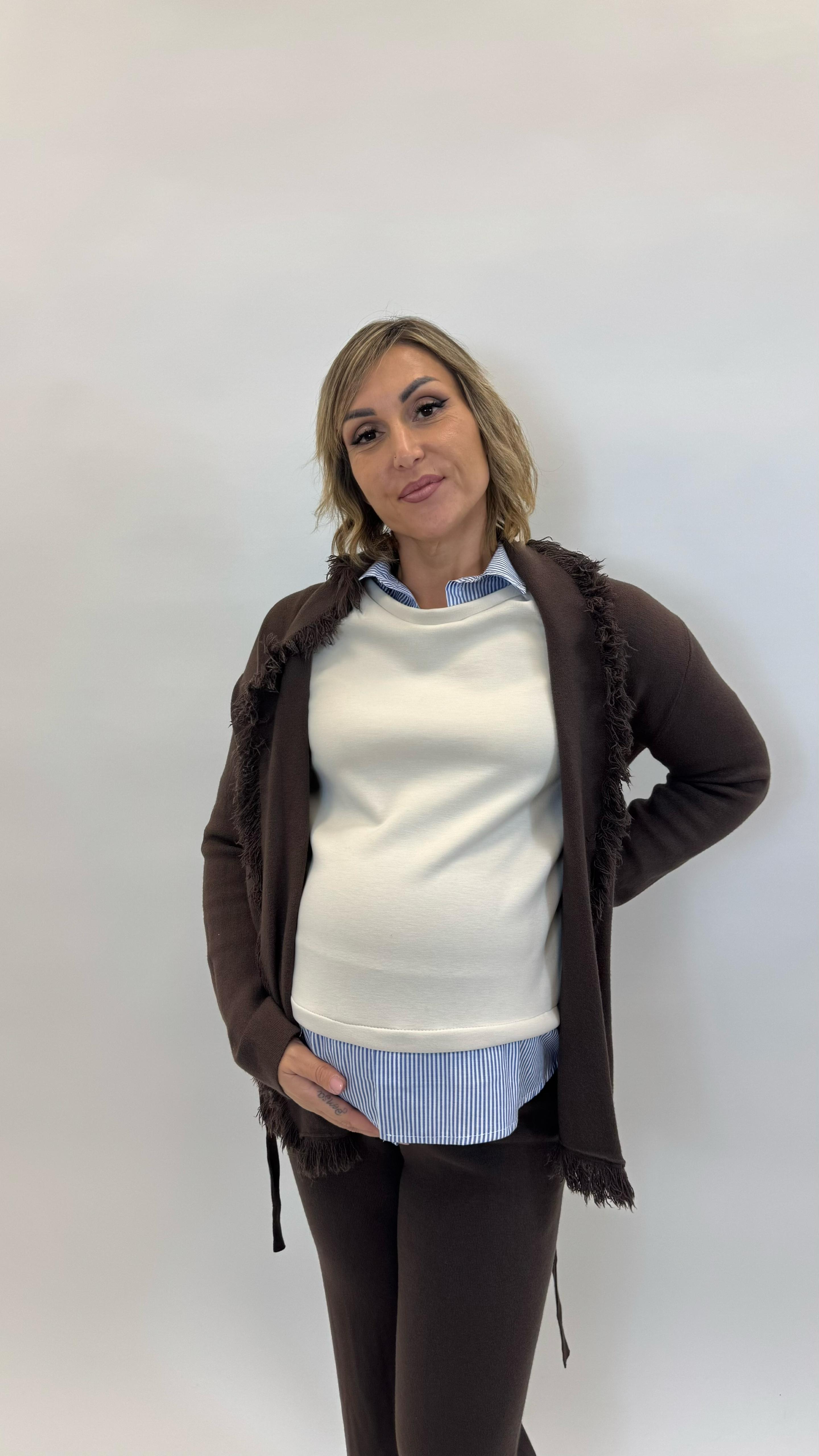 Felpa Camicia Cucita Burro