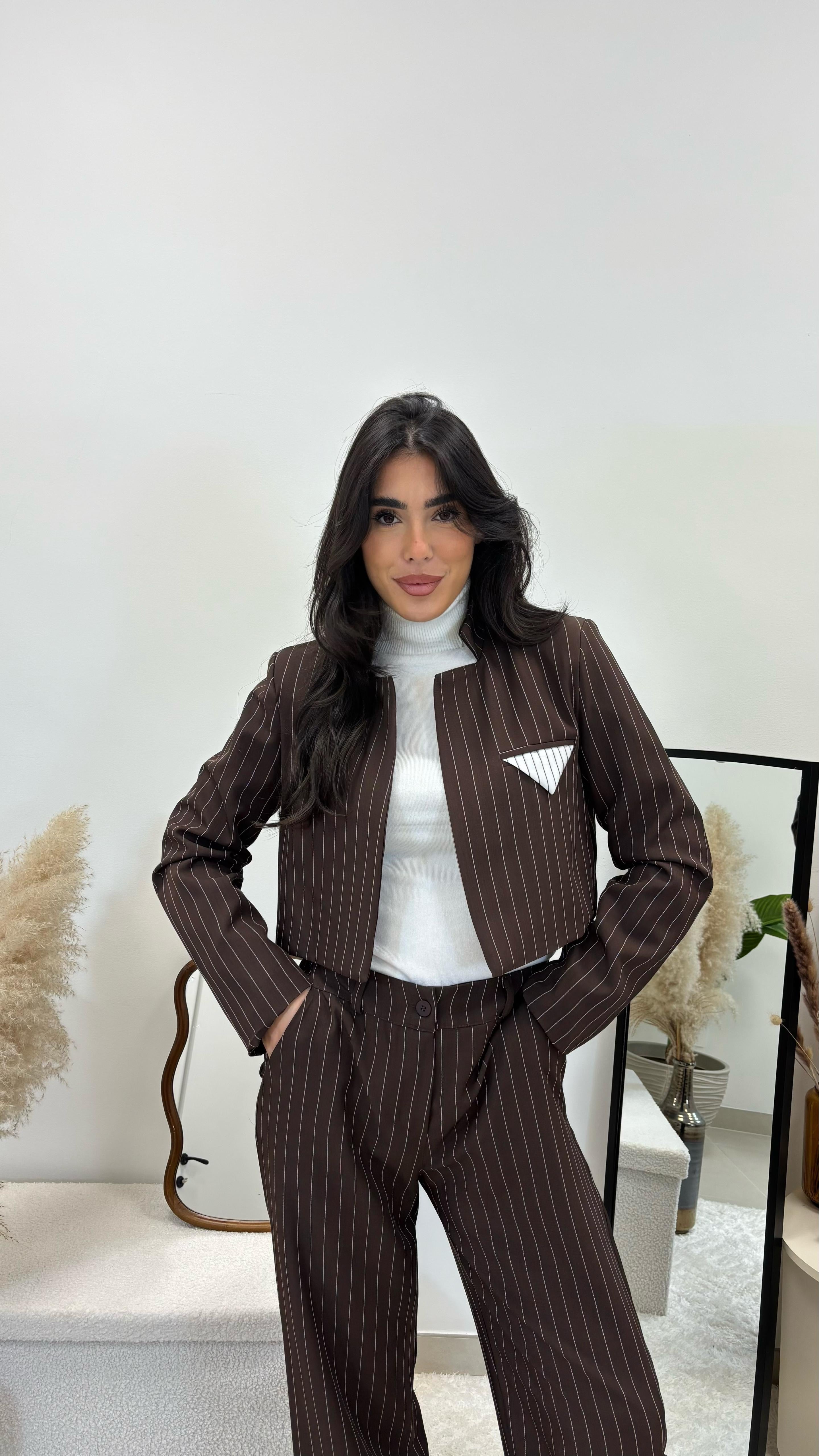Tailleur Gesso Giacca Crop Choco