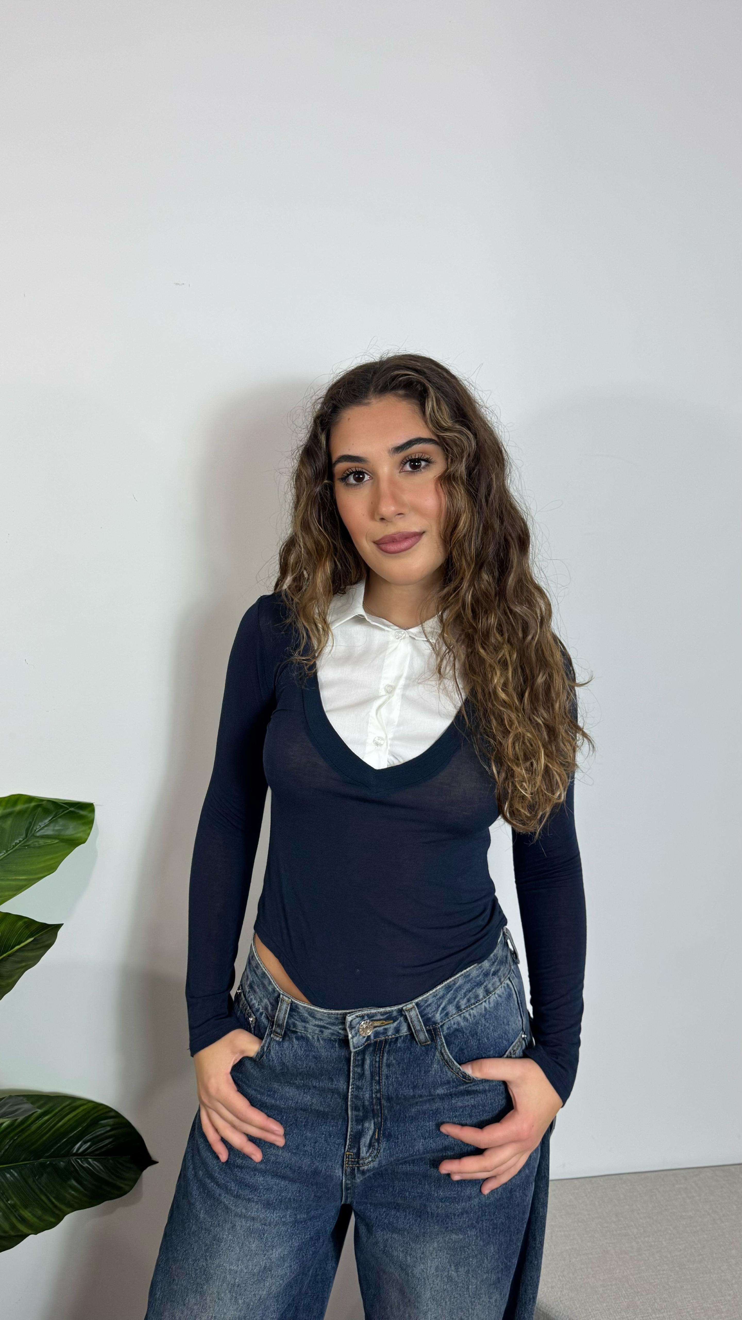 Body Cashmere Colletto Blu Notte