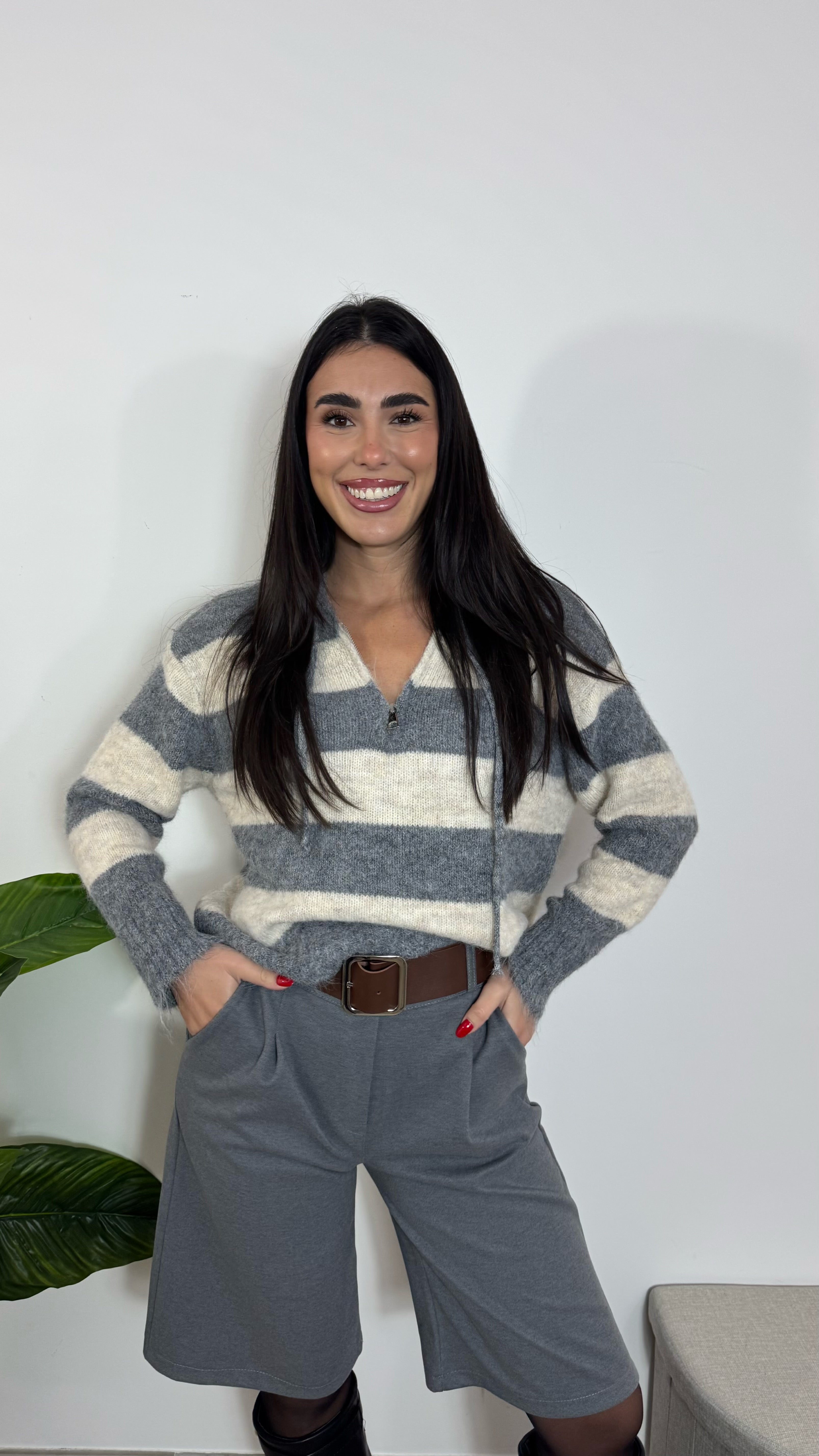 Bermuda Con Cinta Grigio Perla