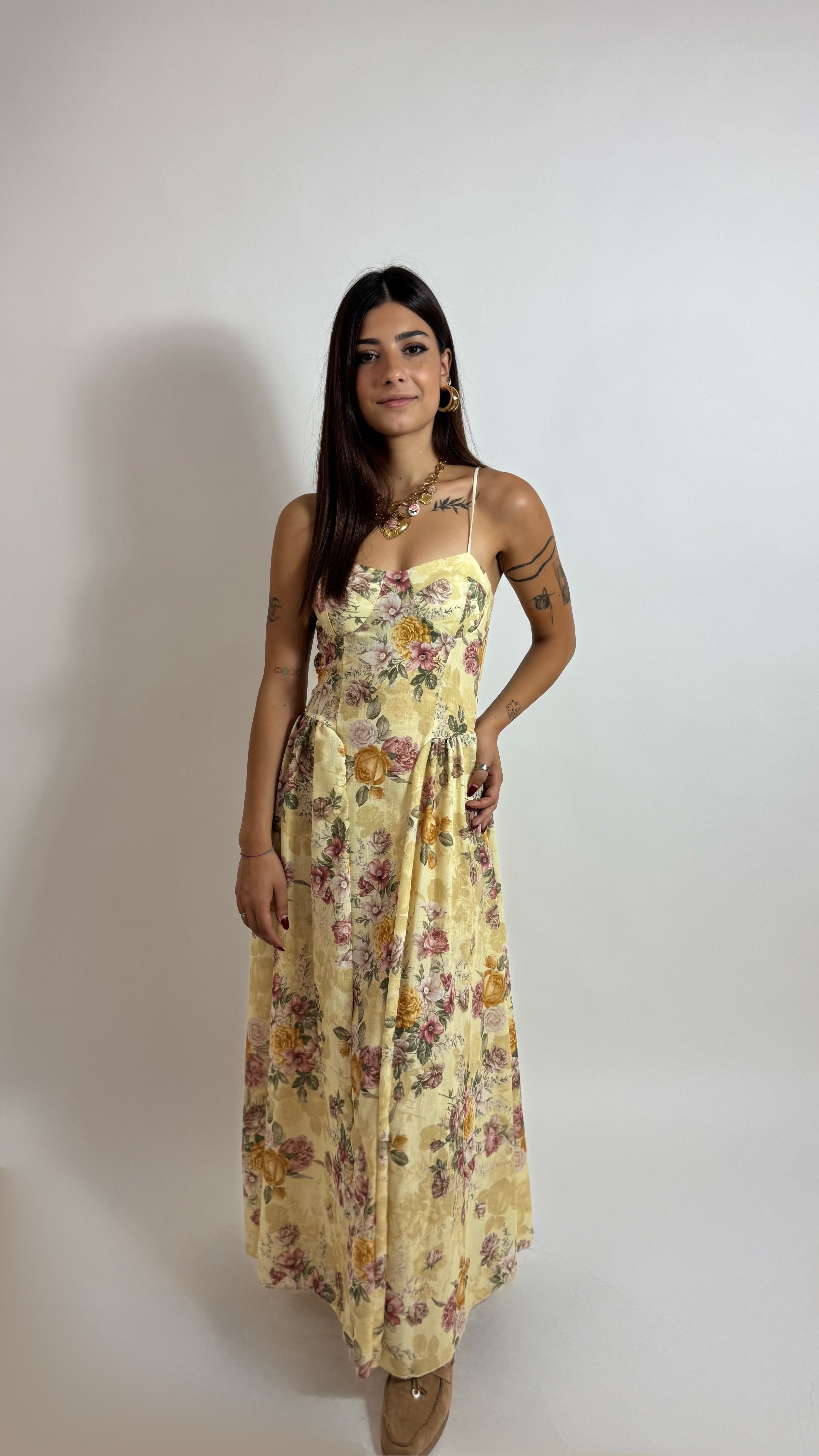Abito Midi Garden Yellow