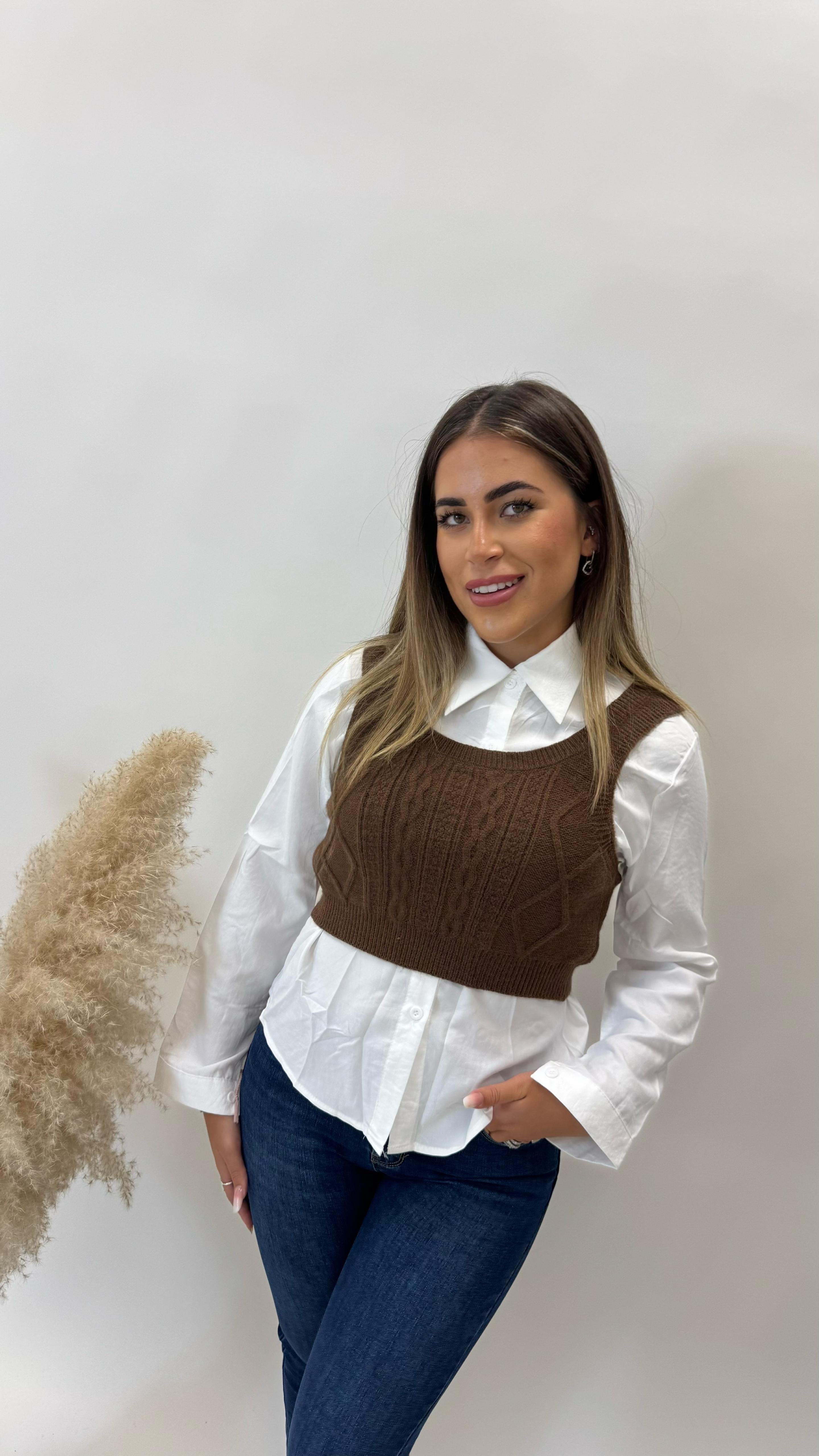 Camicia Gilet Cucito Choco
