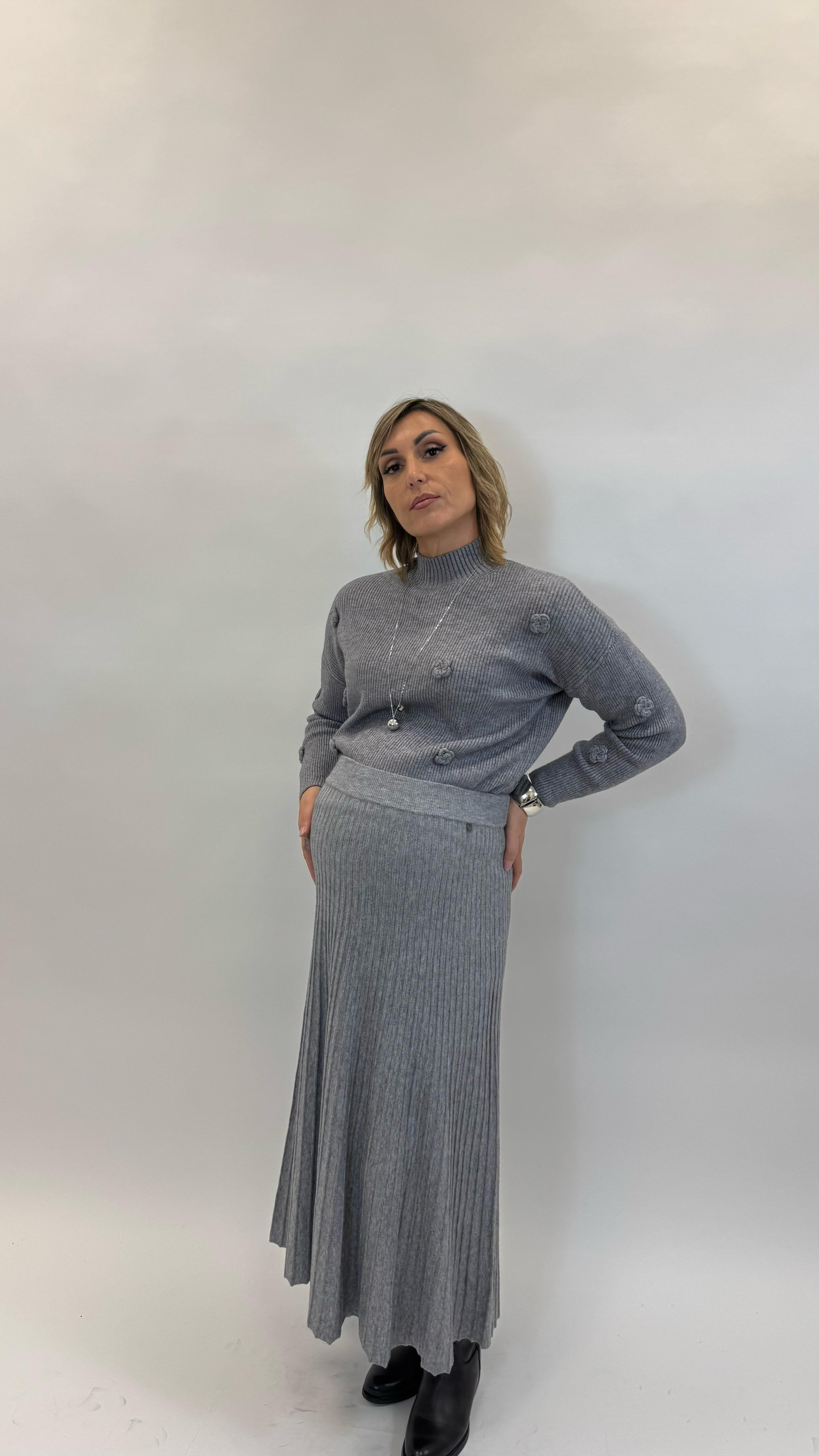 Longuette Maglina Plissé Grigio Perla