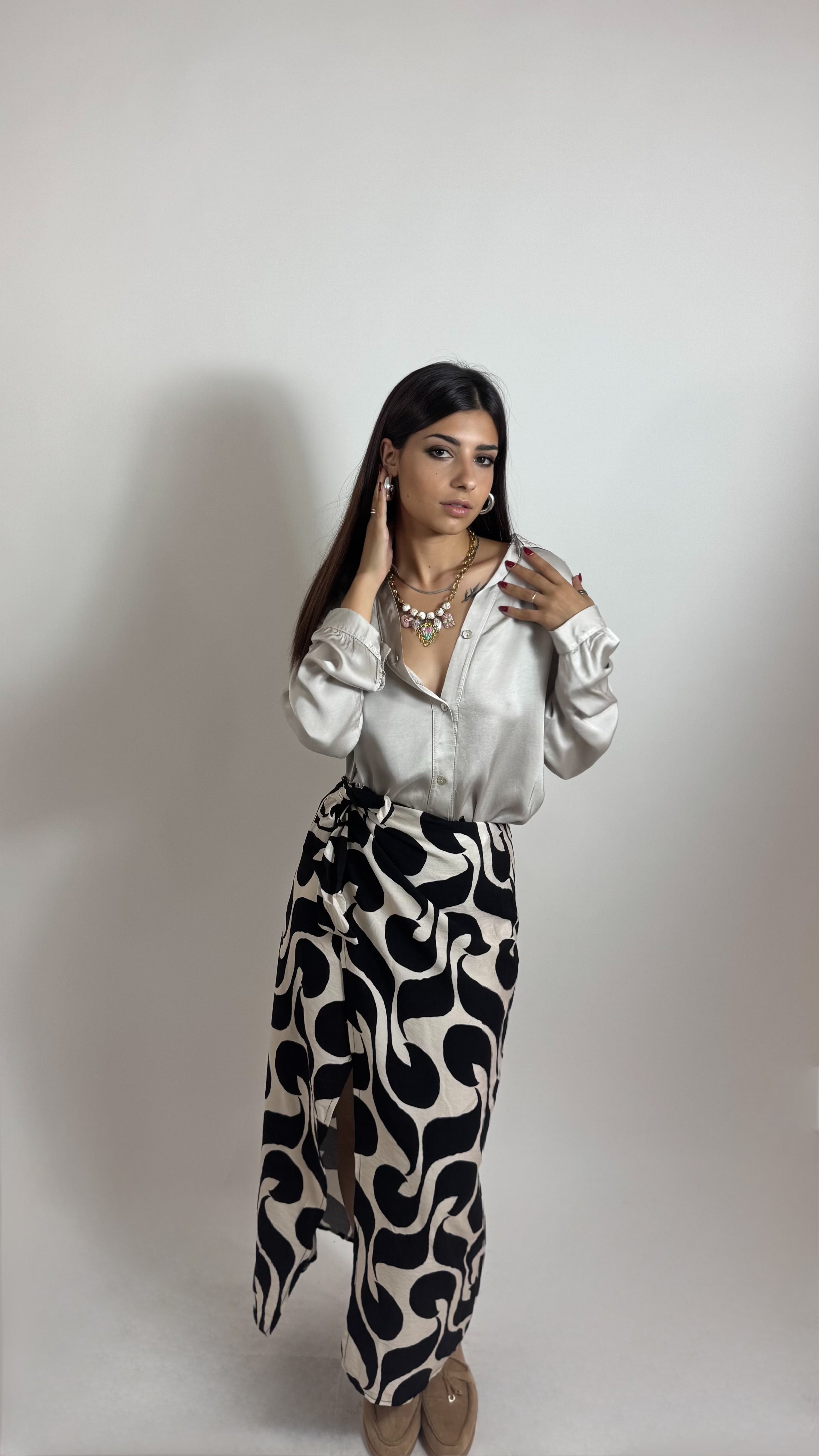 Gonna Pareo Midi Aesthetic Black/White